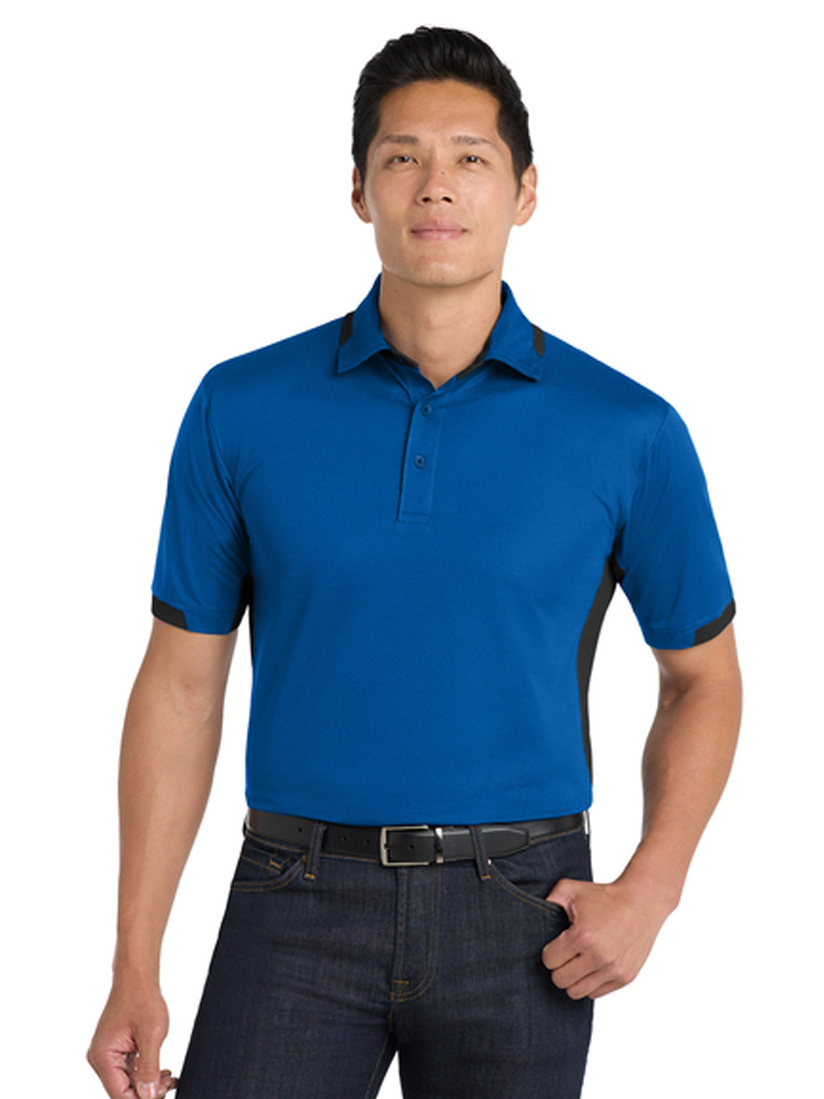 Men's Dry Zone Colorblock Ottoman Polo - K524 - Royal/Black