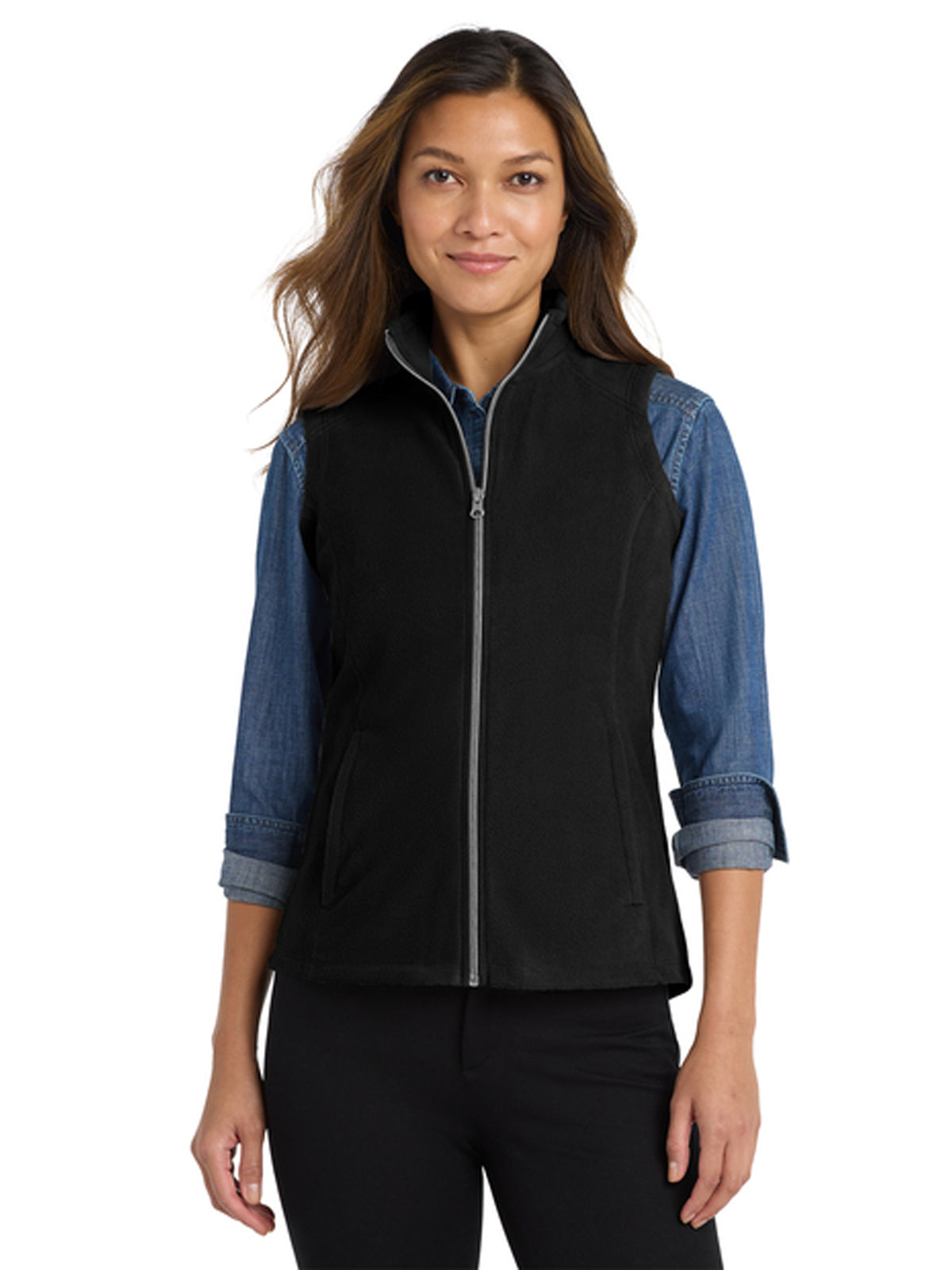 Women's 2-Pocket Microfleece Vest - L226 - Black
