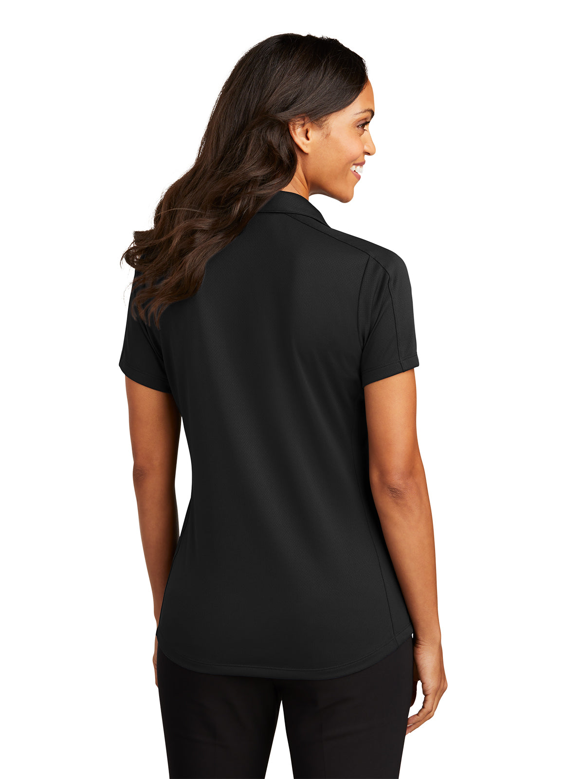 Women's Pocketless Jacquard Polo - L569 - Black