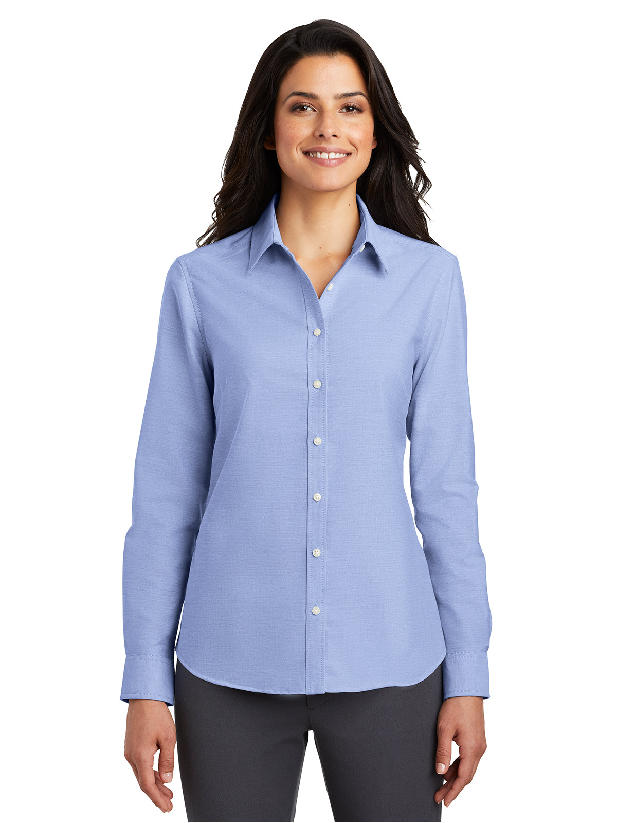 Women's Oxford Button Up Shirt - L658 - Oxford Blue