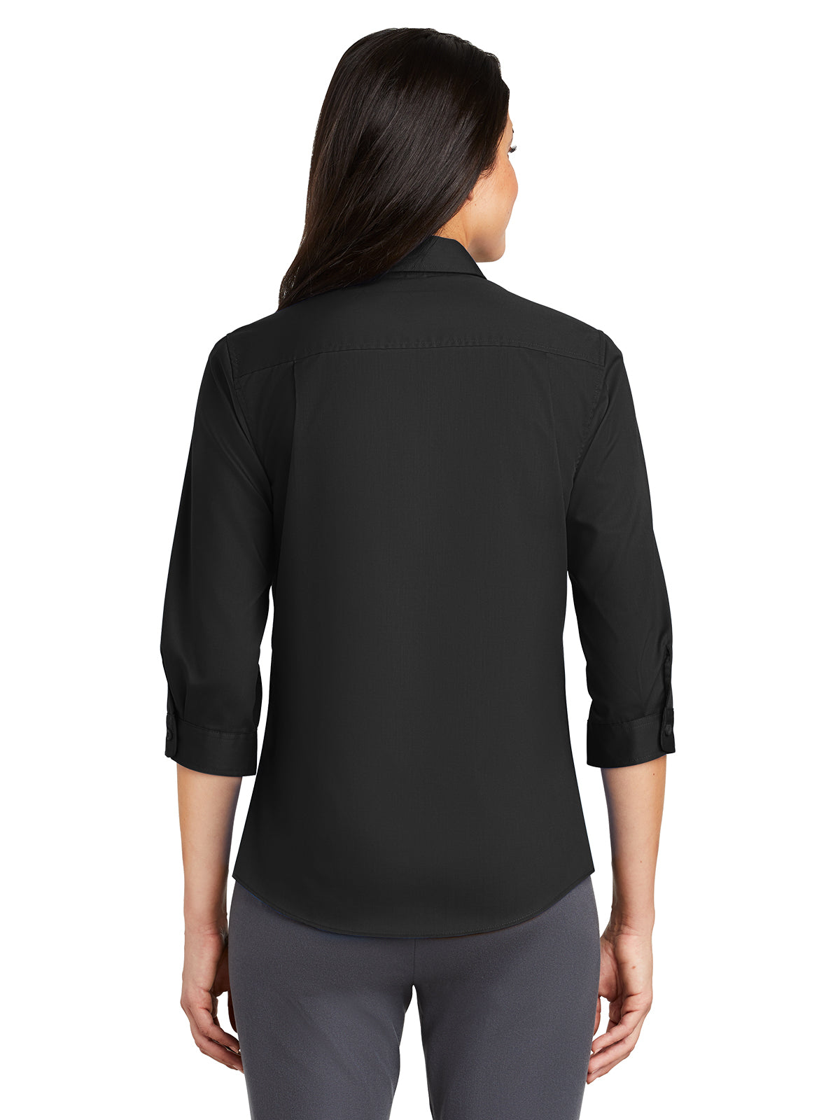 Women's 3/4 Sleeve Twill Shirt - L665 - Black