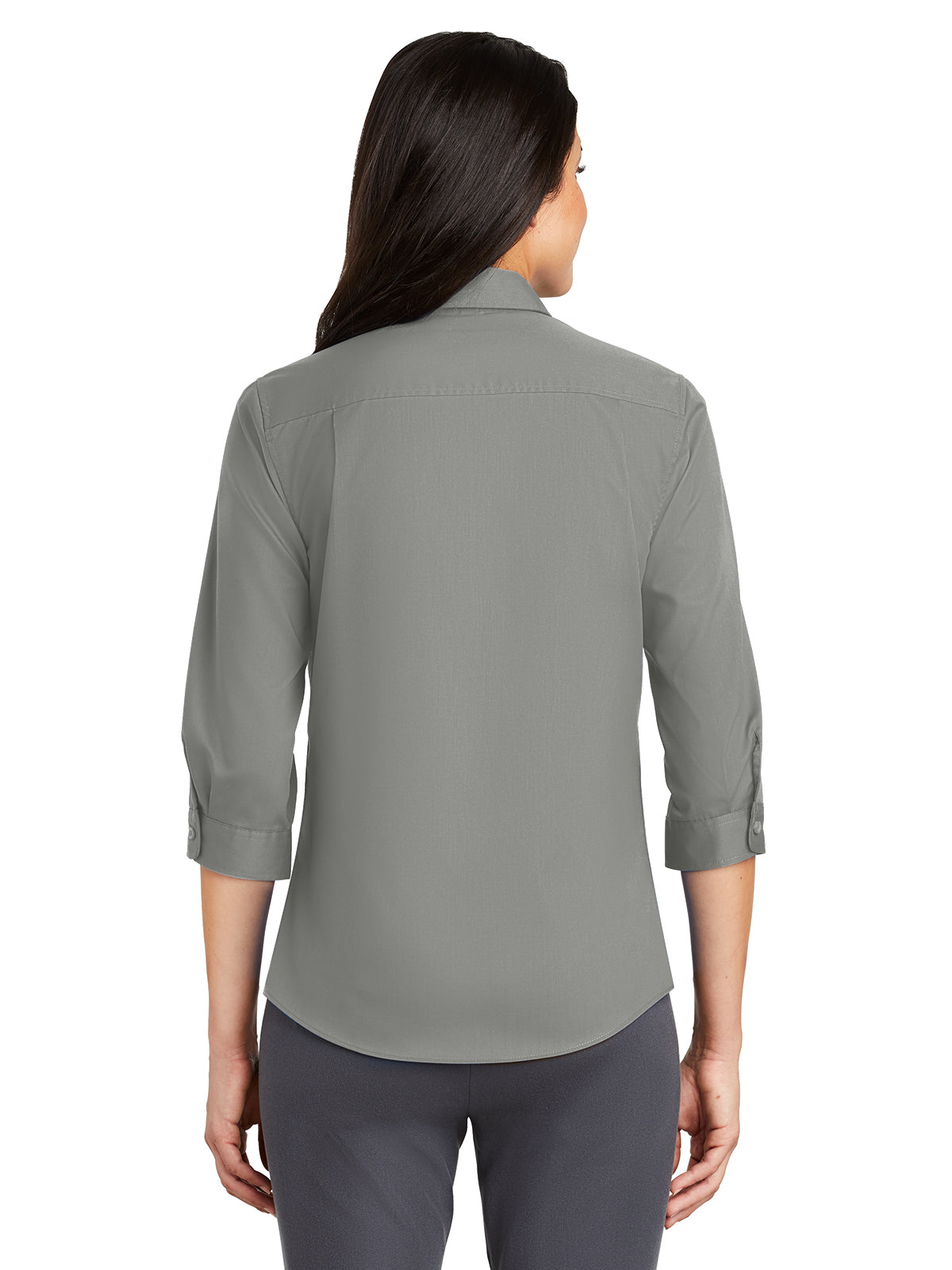 Women's 3/4 Sleeve Twill Shirt - L665 - Monument Grey