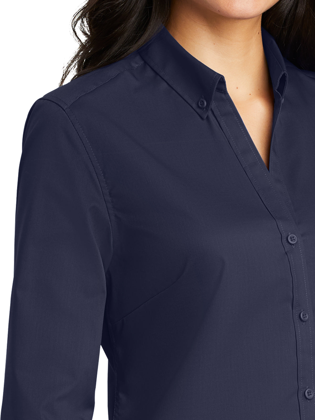 Women's 3/4 Sleeve Twill Shirt - L665 - True Navy
