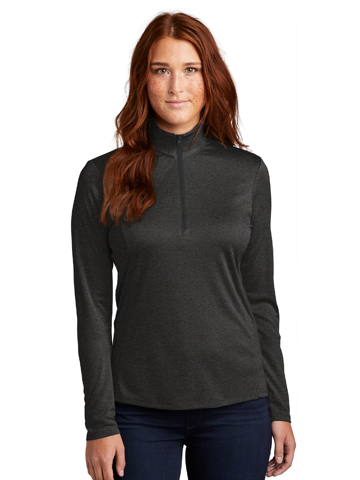 Women's Half-Zip Pullover - LST469 - Black Heather
