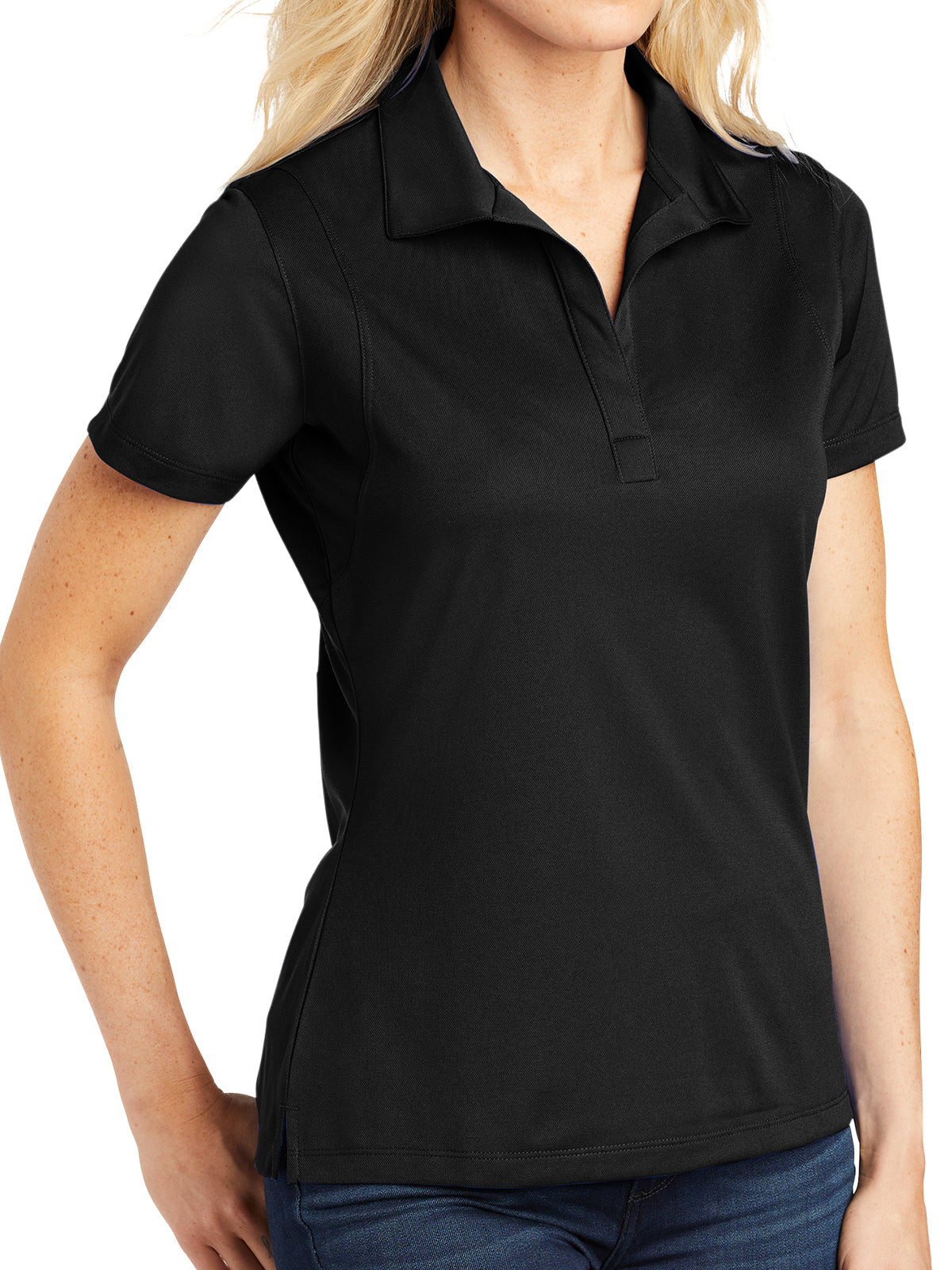 Women's Micropique Sport Polo - LST650 - Black
