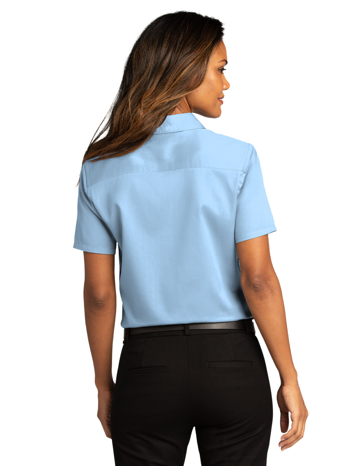 Women's Short Sleeve Button Up Shirt - LW809 - Cloud Blue
