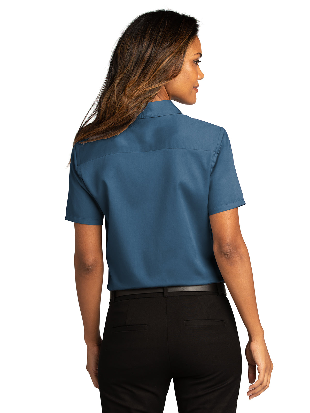 Women's Short Sleeve Button Up Shirt - LW809 - Regatta Blue