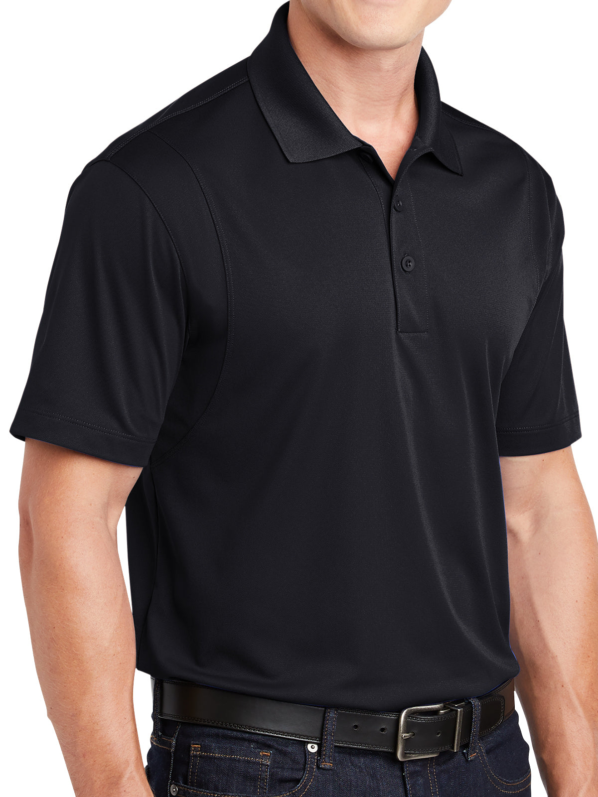 Men's Three-Button Micropique Polo - ST650 - Black