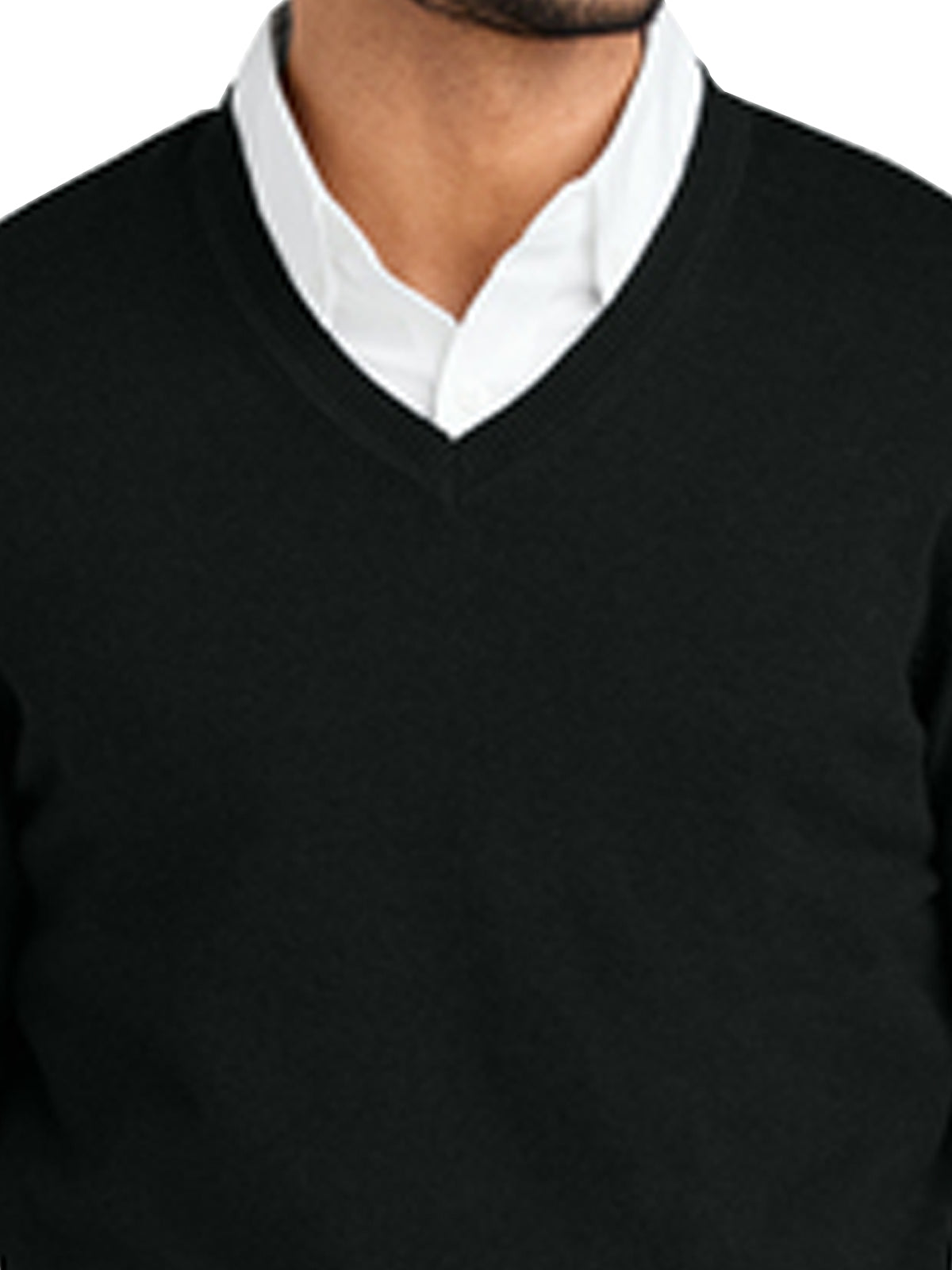 Men's Pocketless V-Neck Sweater - SW2850 - Deep Black