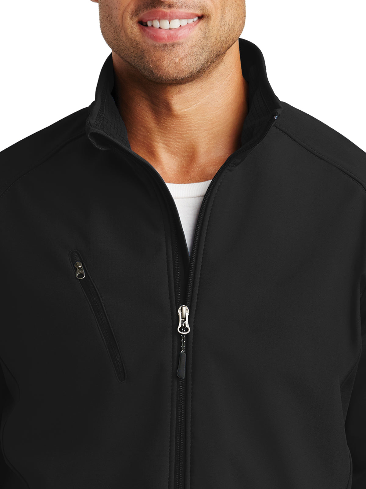 Men's Tall Textured Soft Shell Jacket - TLJ705 - Black
