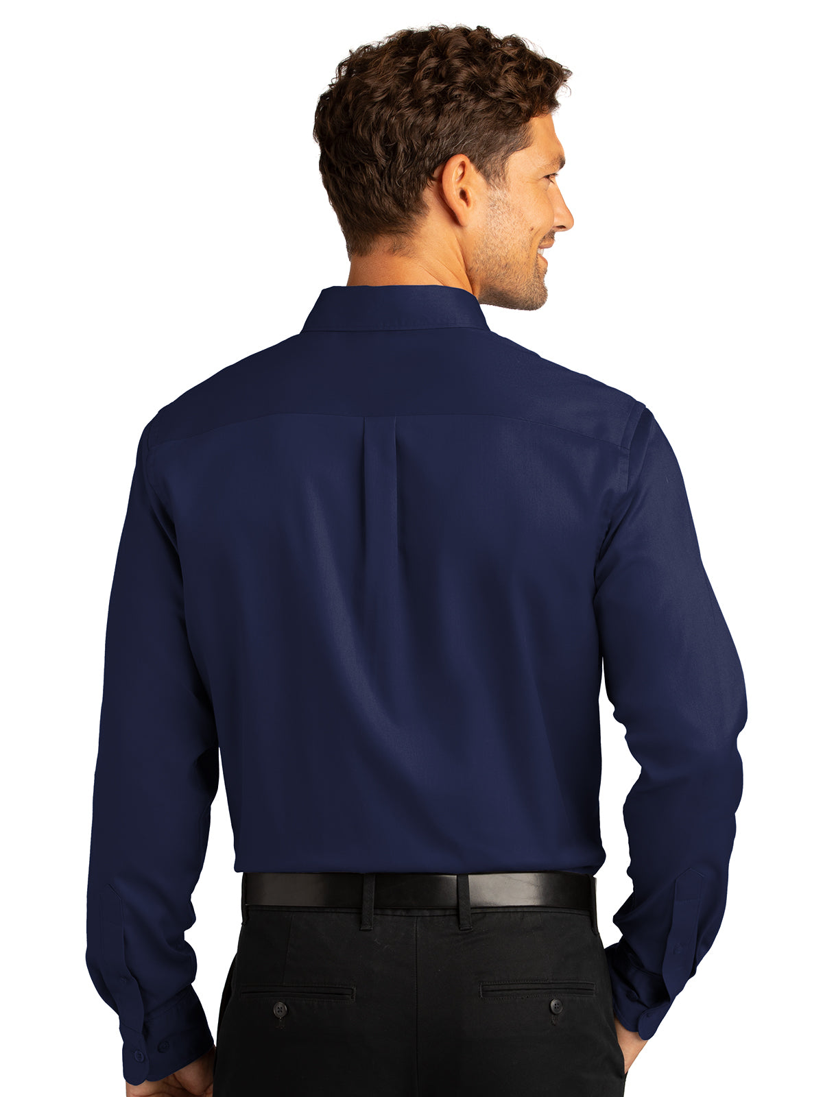 Men's Long Sleeve Button Up Performance Shirt - W808 - True Navy