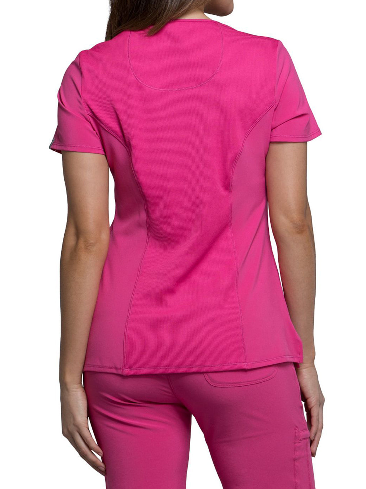 Women's 4-Pocket Mock Wrap Top - 2625A - Carmine Pink