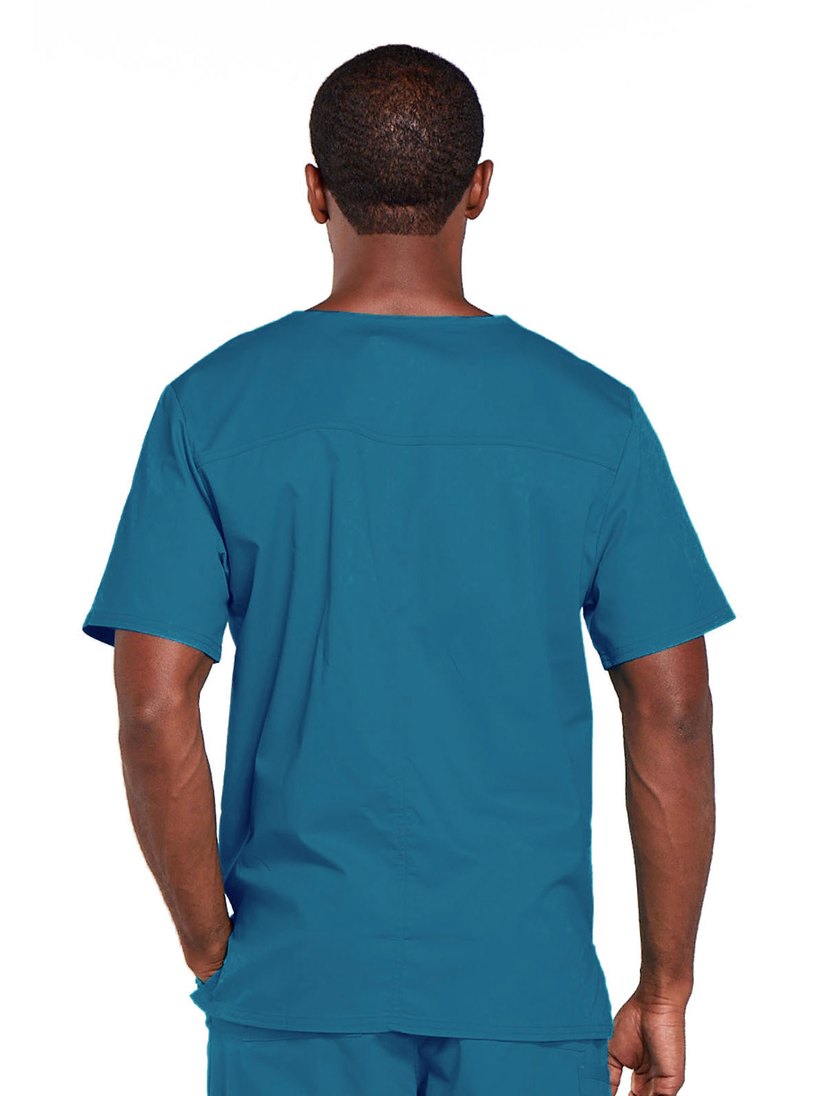 Unisex 2-Pocket V-Neck Top - 4725 - Caribbean Blue