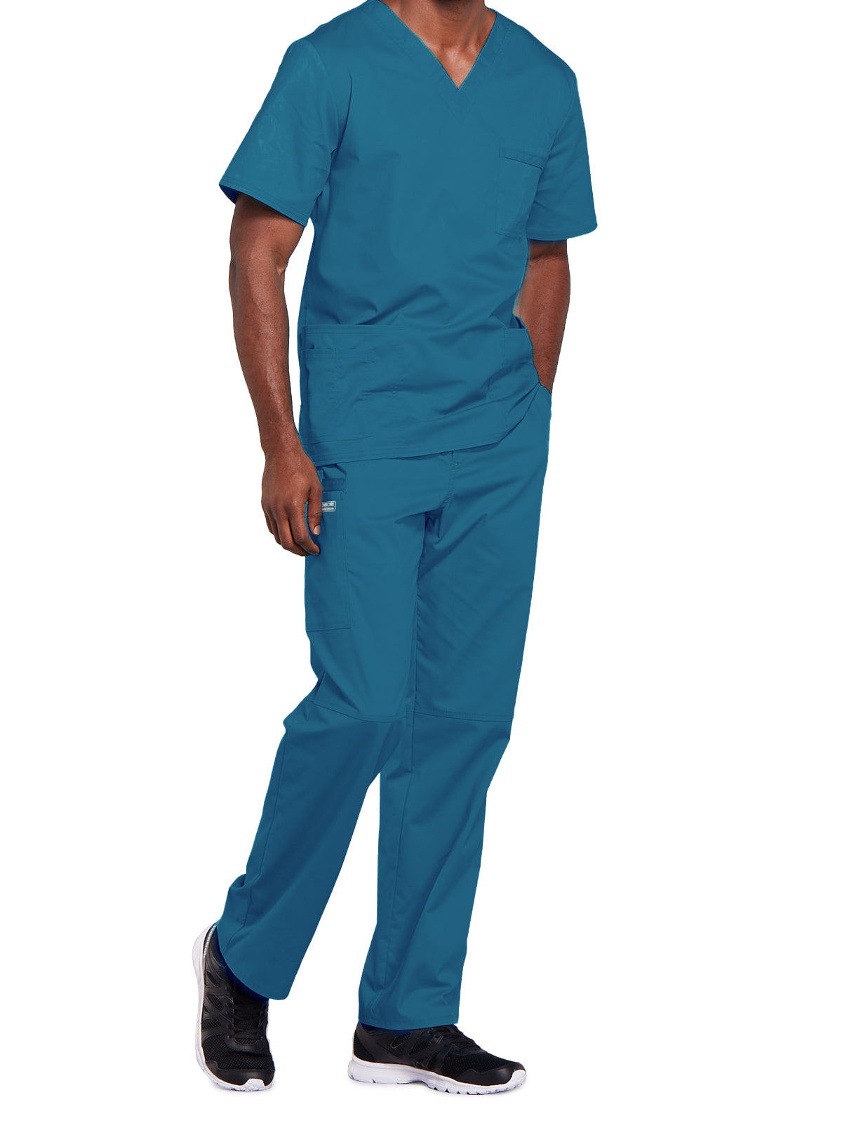 Unisex 2-Pocket V-Neck Top - 4725 - Caribbean Blue