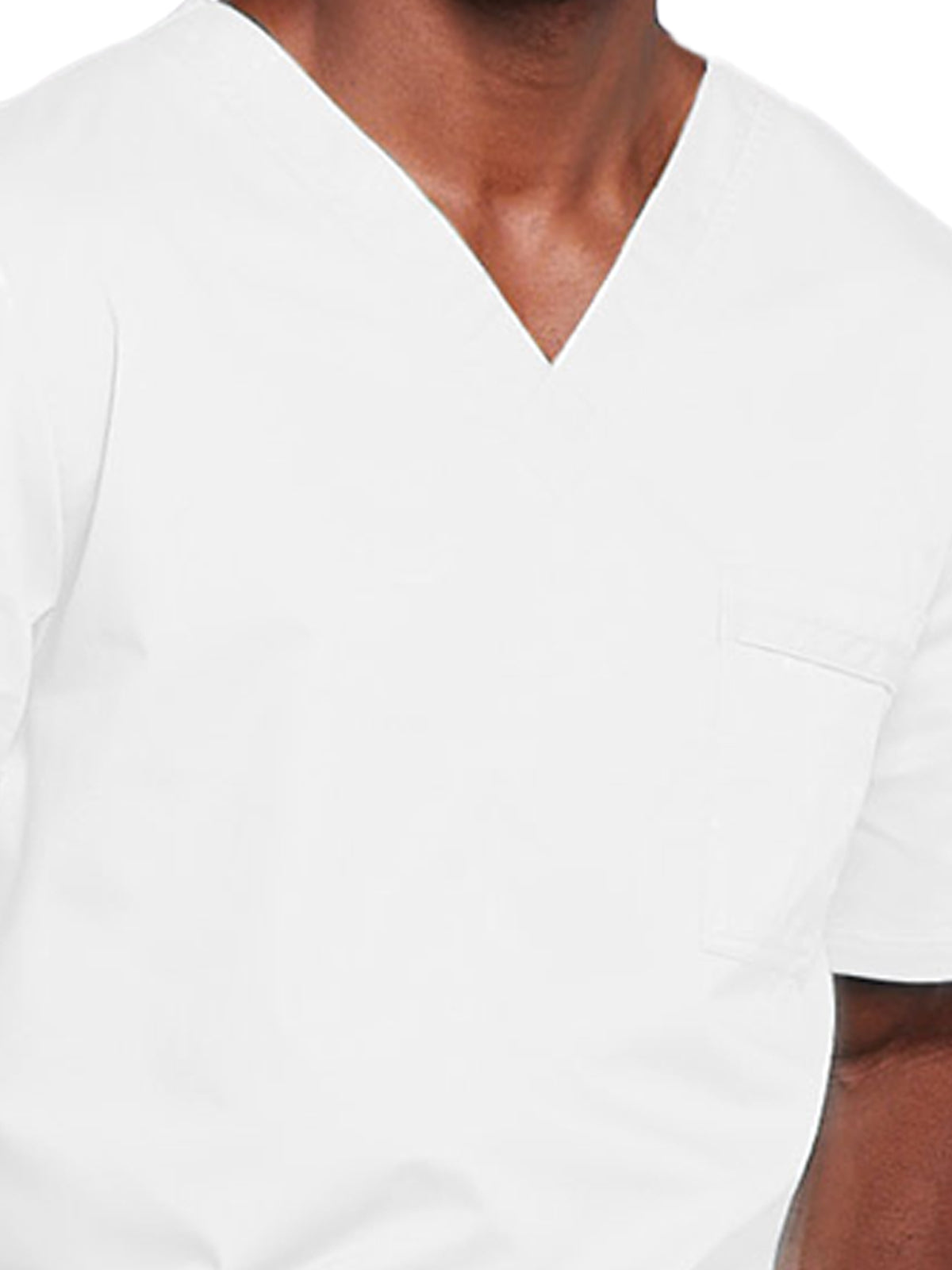 Unisex 2-Pocket V-Neck Top - 4725 - White