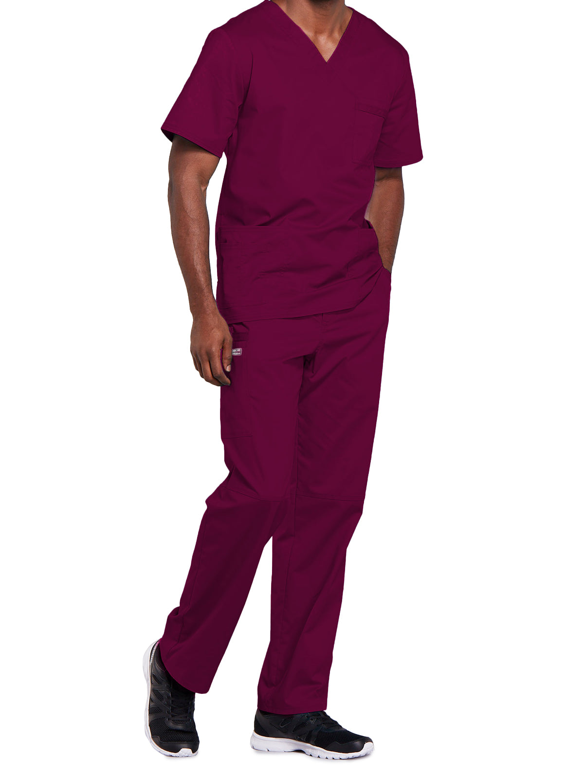 Unisex 2-Pocket V-Neck Top - 4725 - Wine