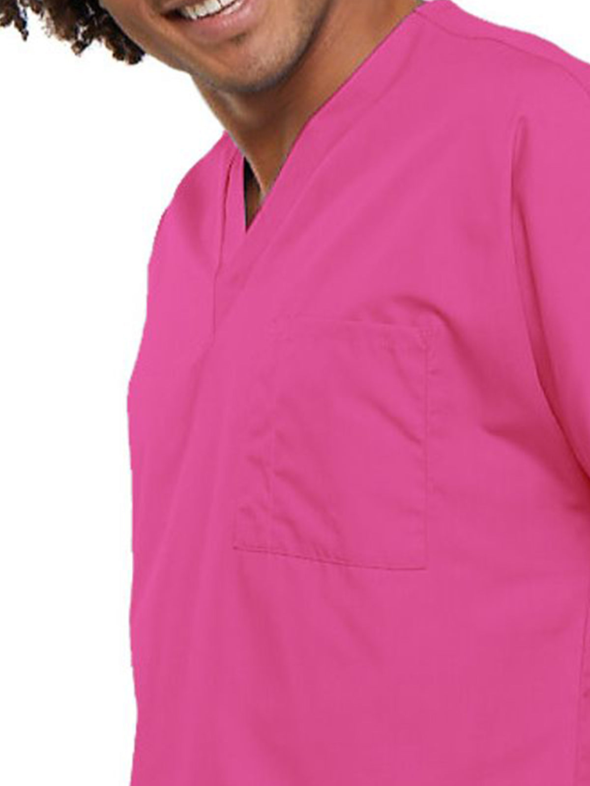 Unisex 1-Pocket V-Neck Top - 4777 - Shocking Pink
