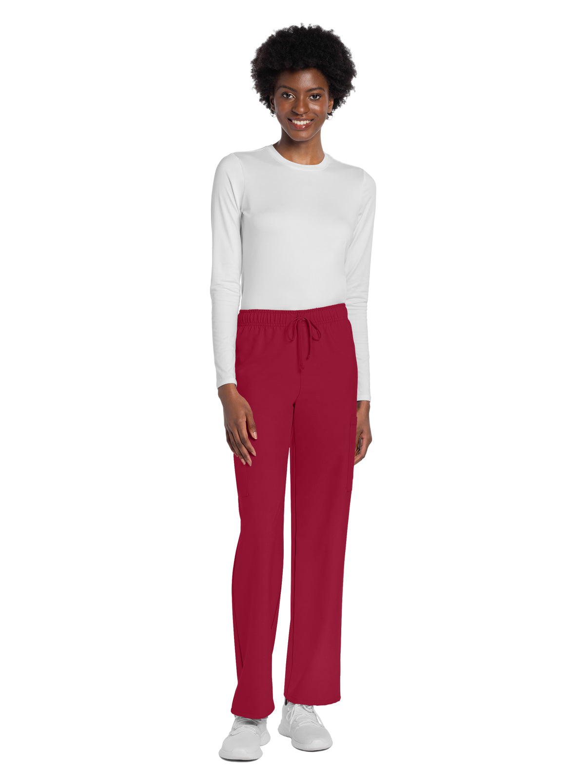 Unisex 3-Pocket Mid Rise Drawstring Pant - CK280A - Red