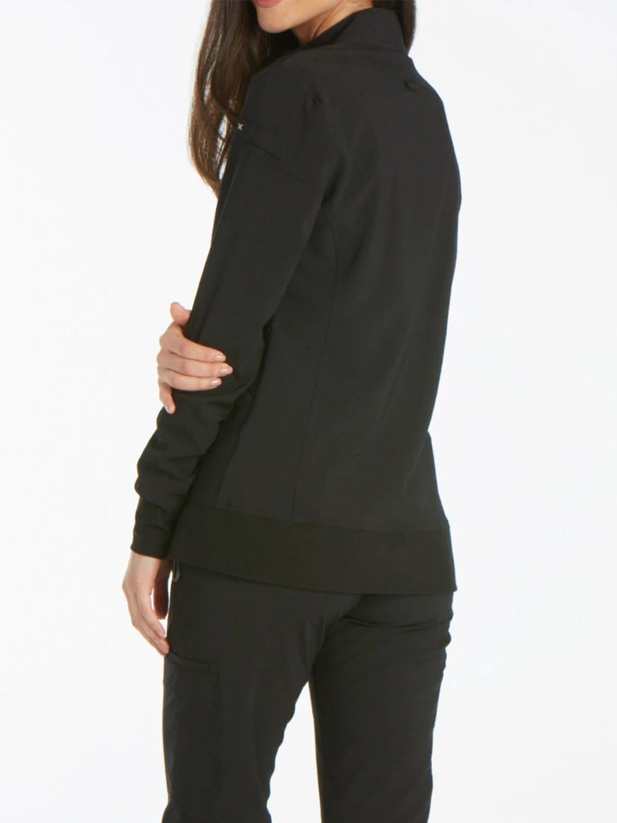 Women's 2 Pocket Zip Front Jacket - CK303 - Black
