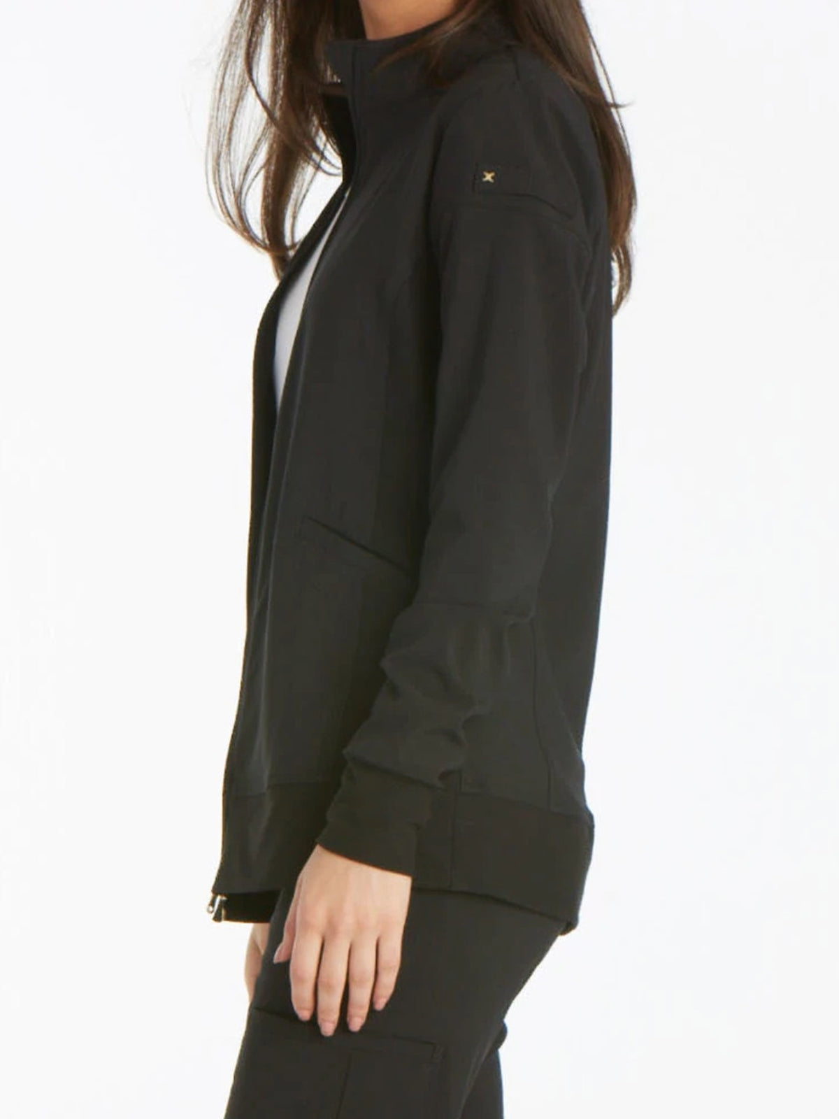 Women's 2 Pocket Zip Front Jacket - CK303 - Black