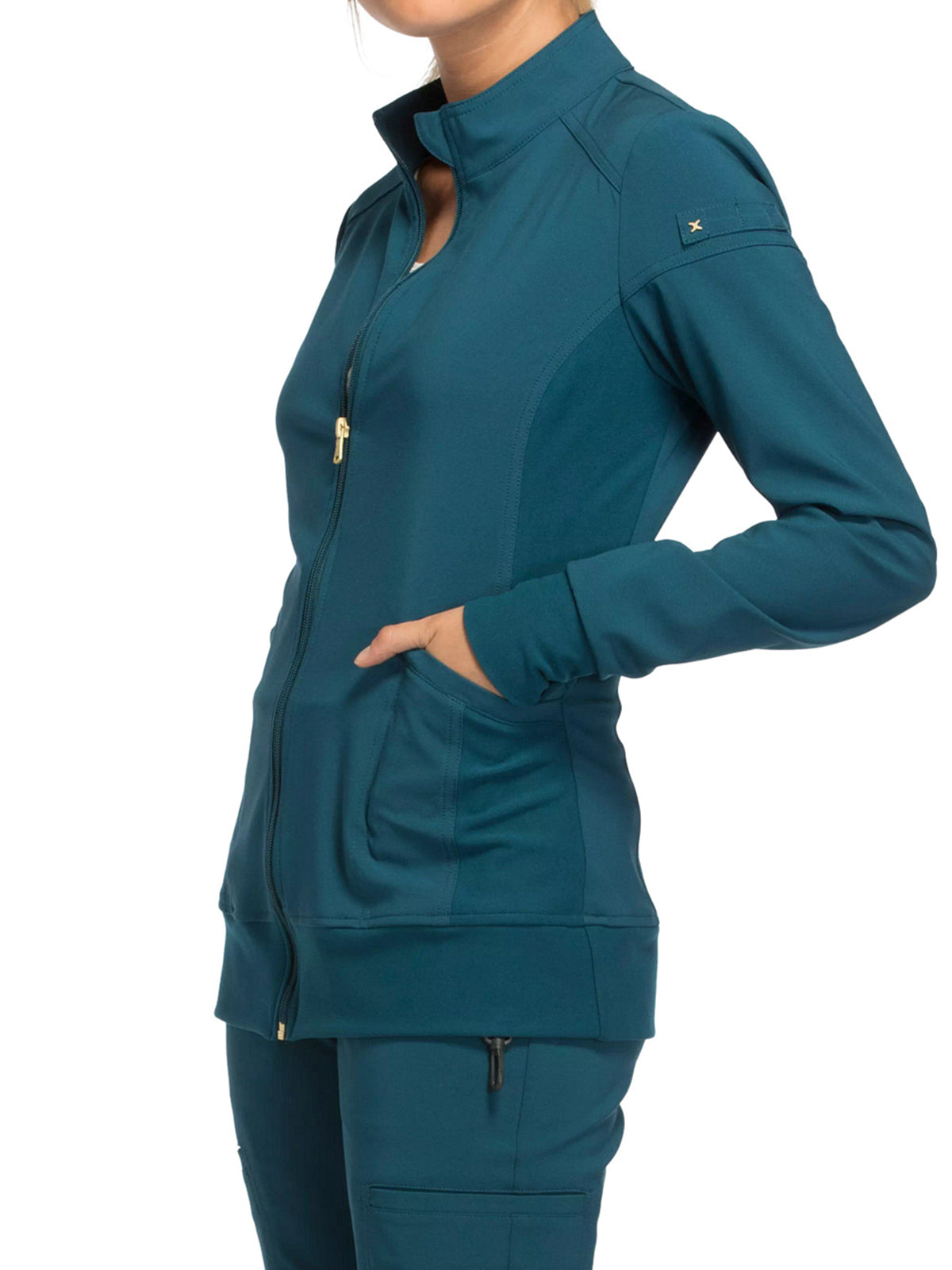 Women's 2 Pocket Zip Front Jacket - CK303 - Caribbean Blue