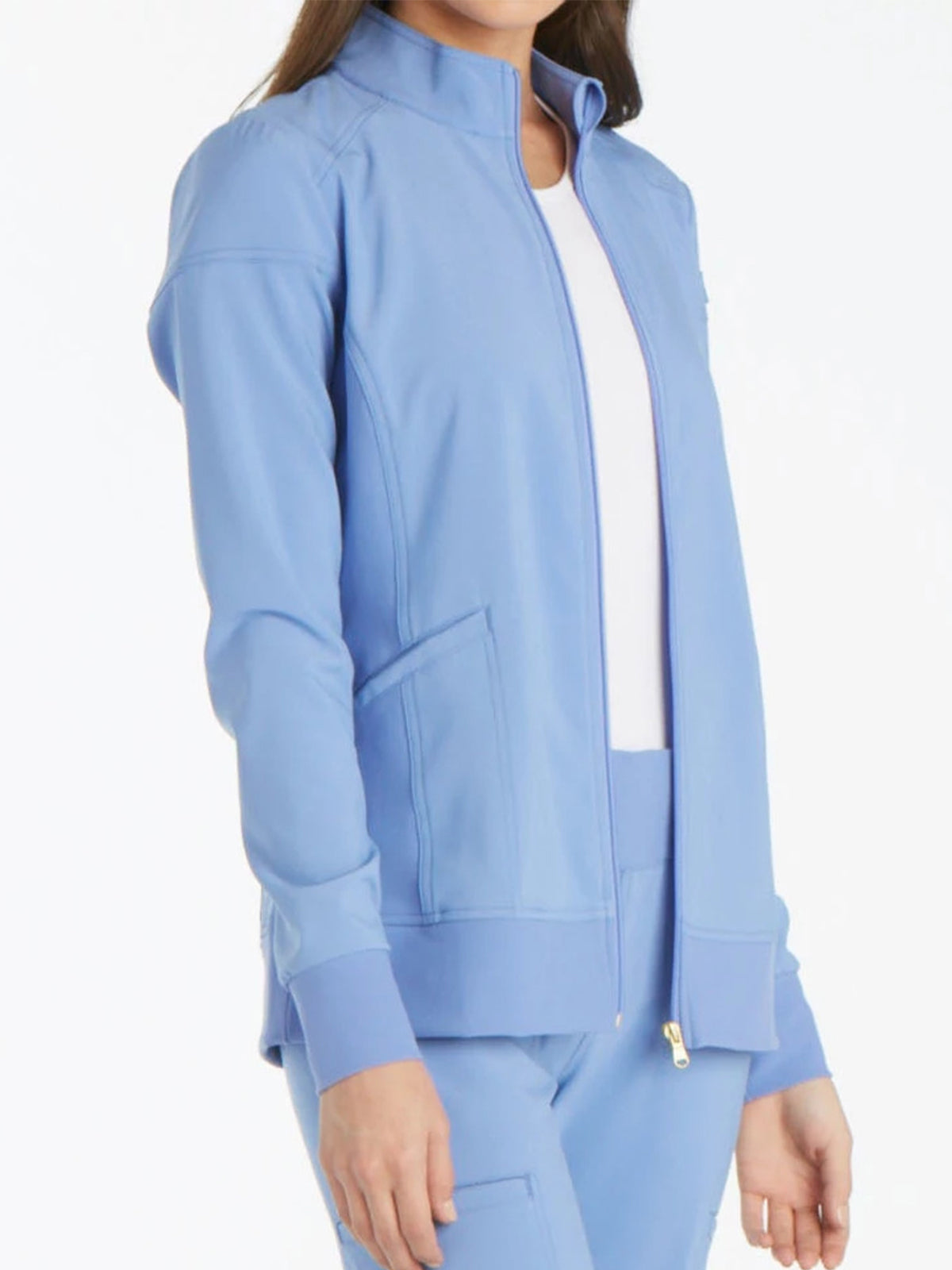 Women's 2 Pocket Zip Front Jacket - CK303 - Ciel Blue