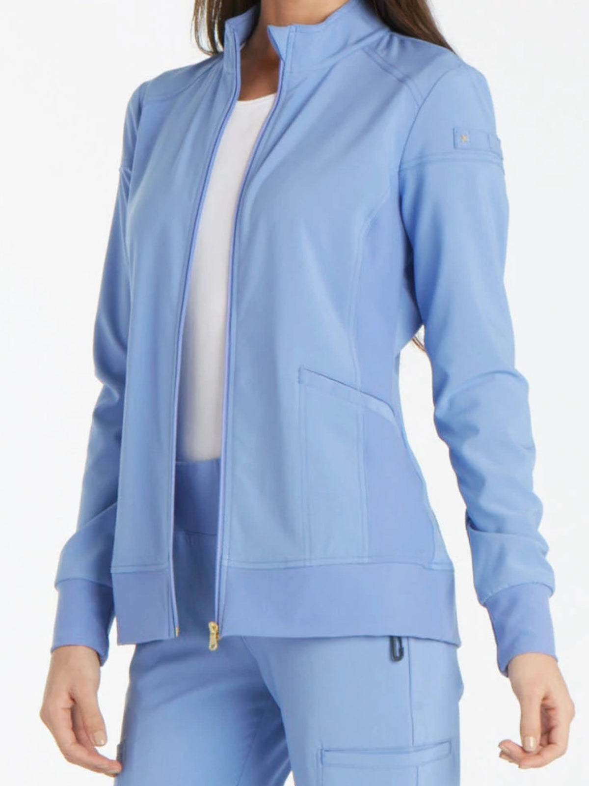 Women's 2 Pocket Zip Front Jacket - CK303 - Ciel Blue