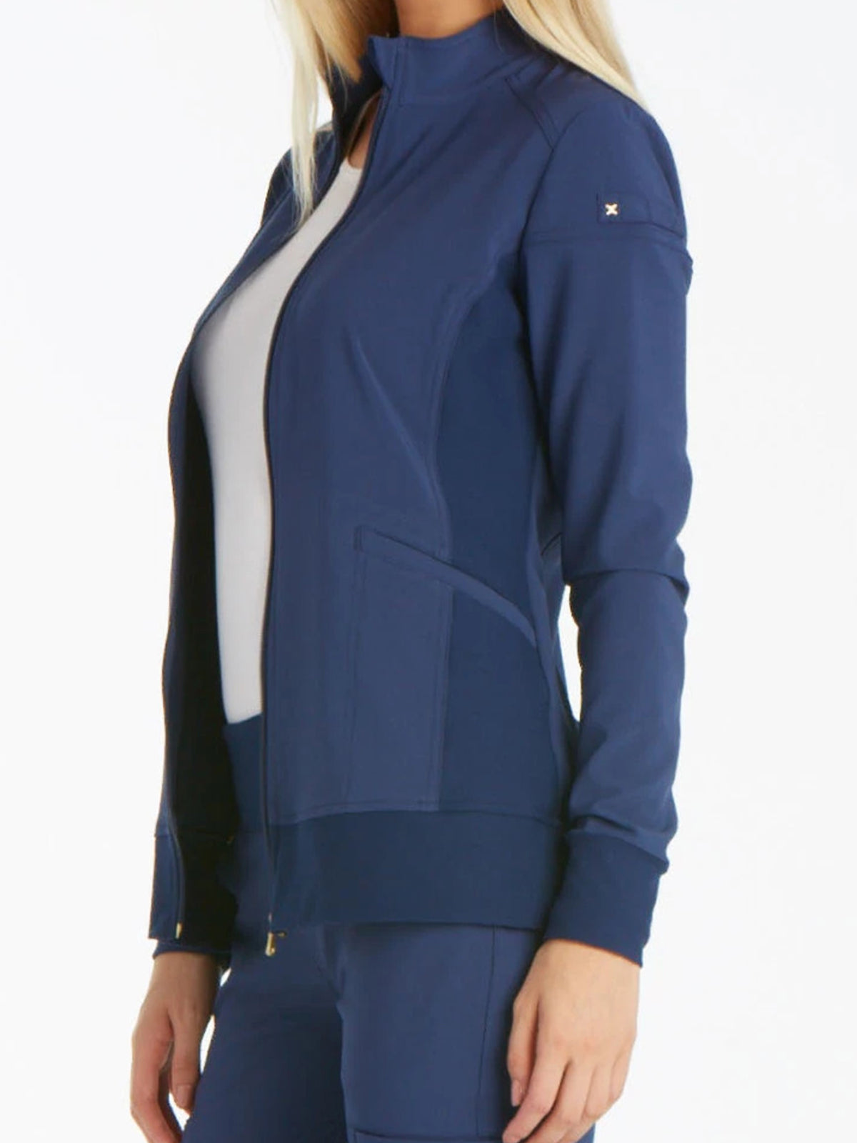 Women's 2 Pocket Zip Front Jacket - CK303 - Navy