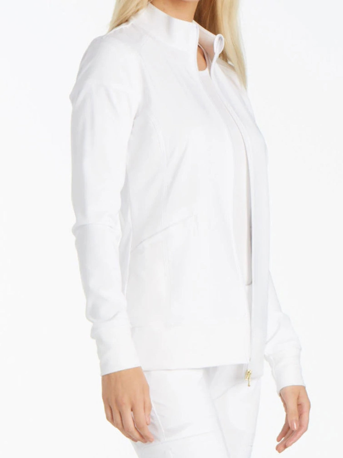 Women's 2 Pocket Zip Front Jacket - CK303 - White