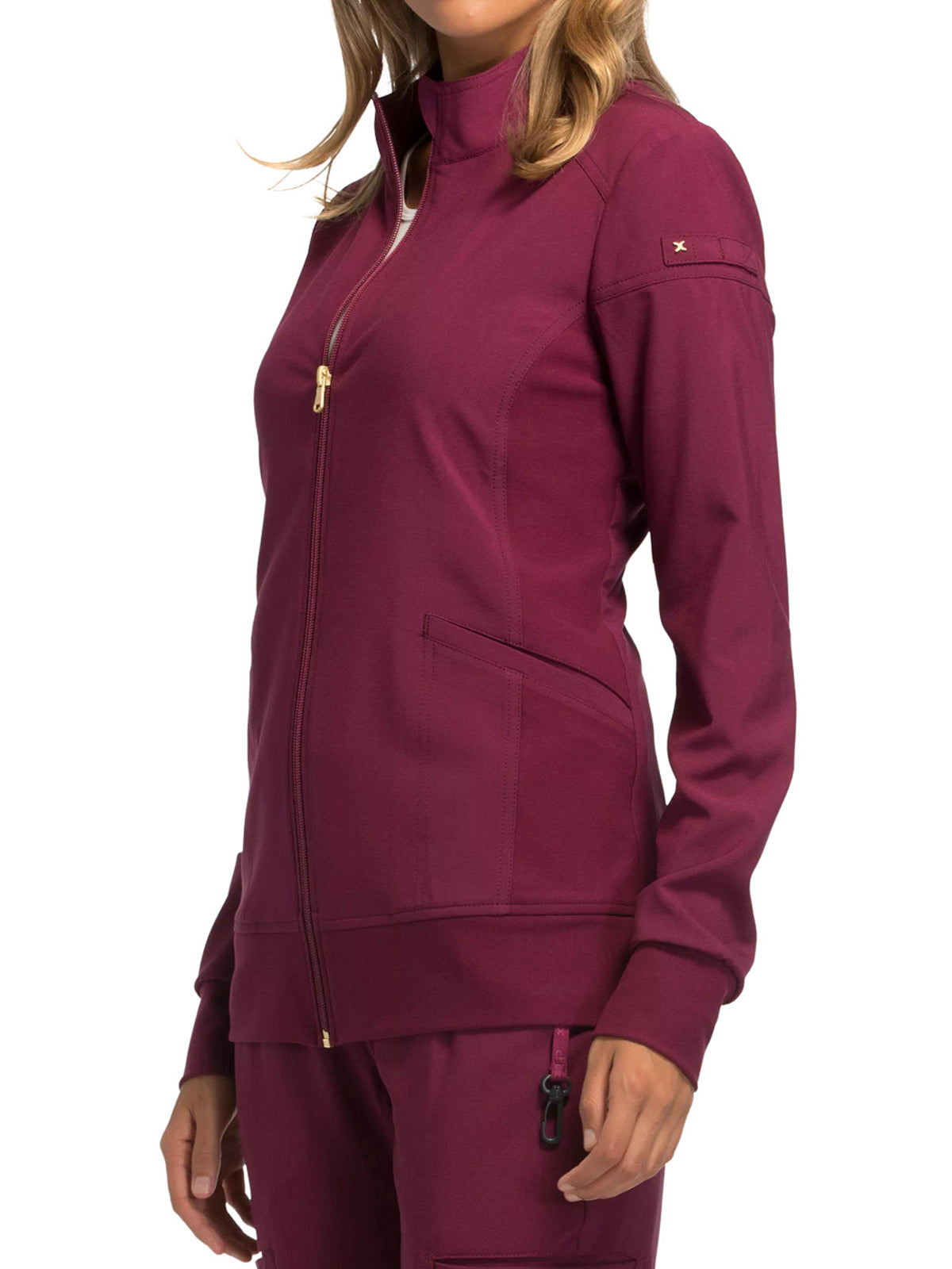 Women's 2 Pocket Zip Front Jacket - CK303 - Wine