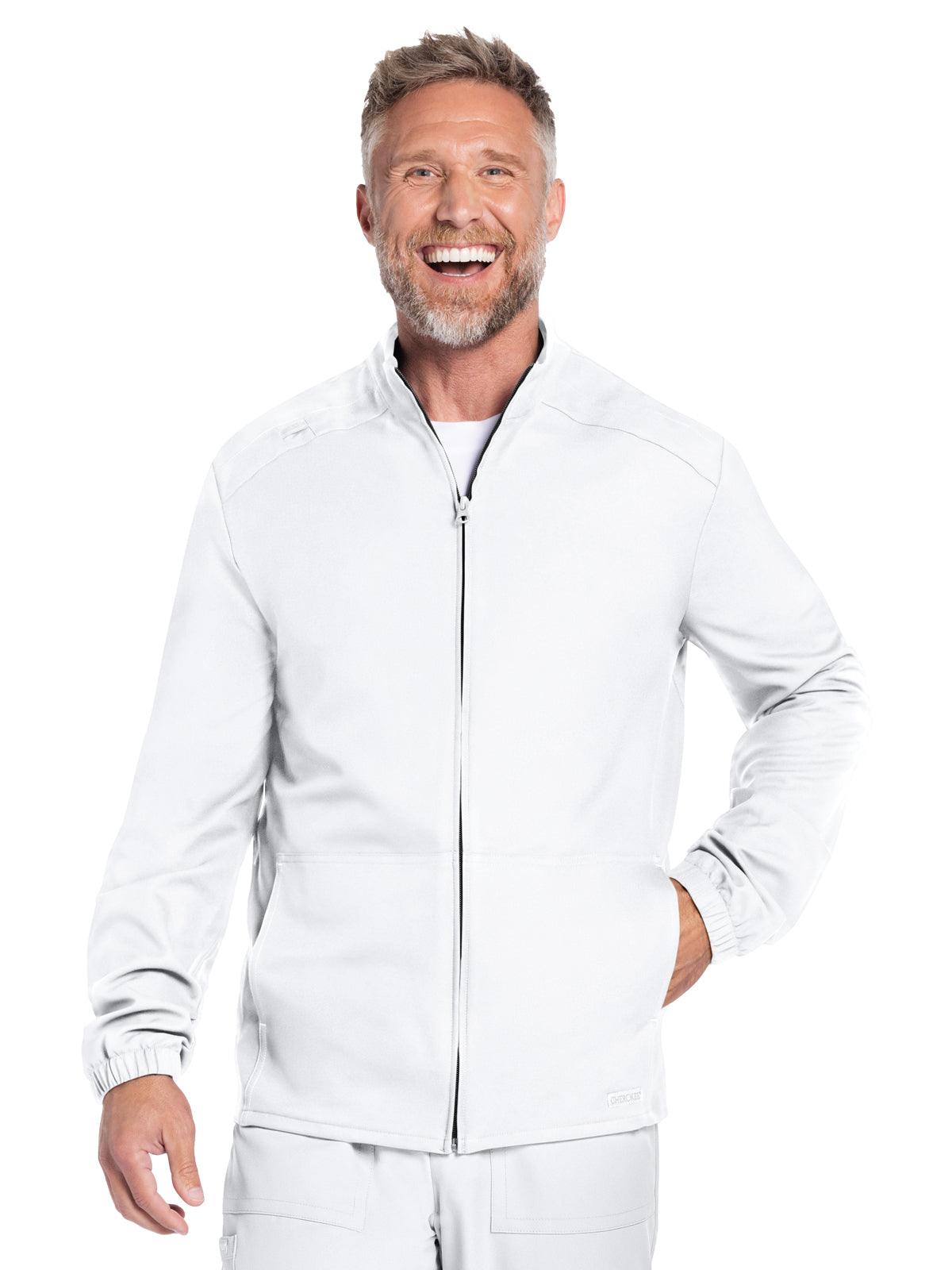 Men's 2-Pocket Zip Front Jacket - CK359A - White