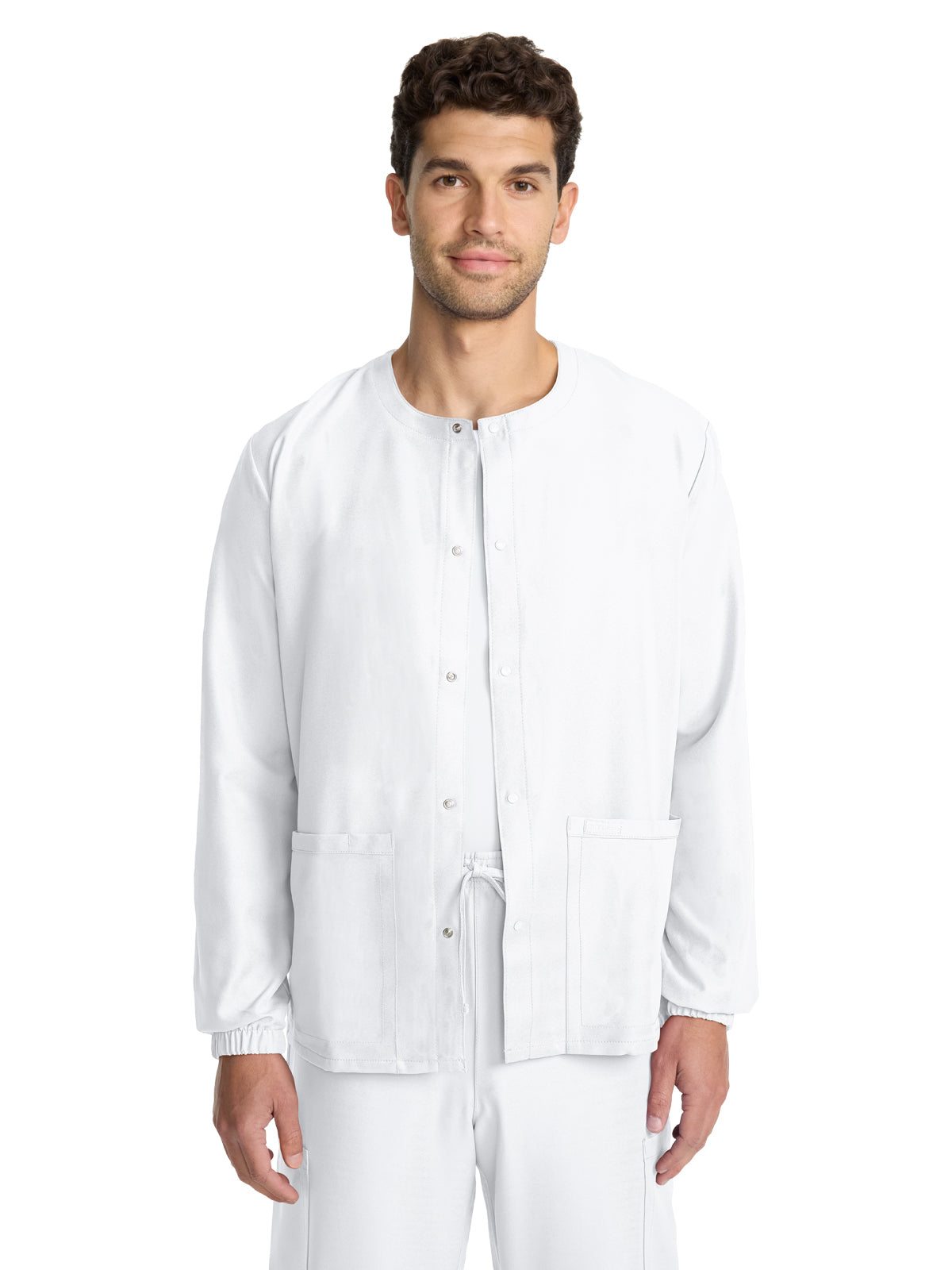Unisex 2-Pocket Snap Front Jacket - CK393A - White