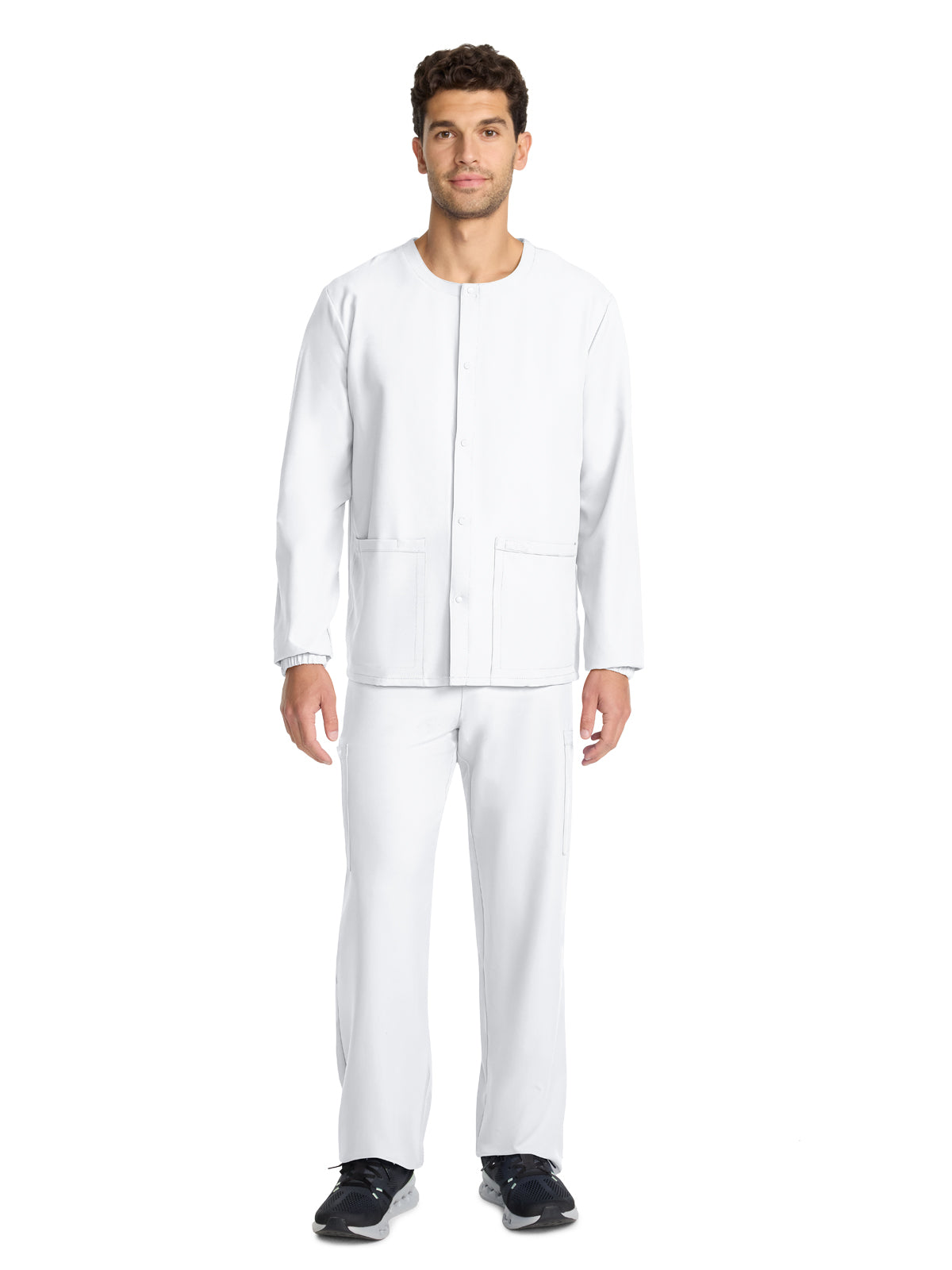 Unisex 2-Pocket Snap Front Jacket - CK393A - White