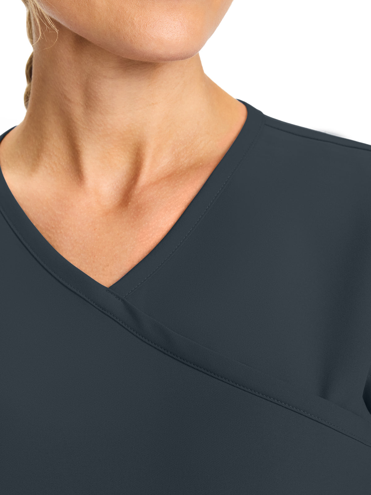 Women's 2-Pocket Maternity V-Neck Top - CK701A - Pewter