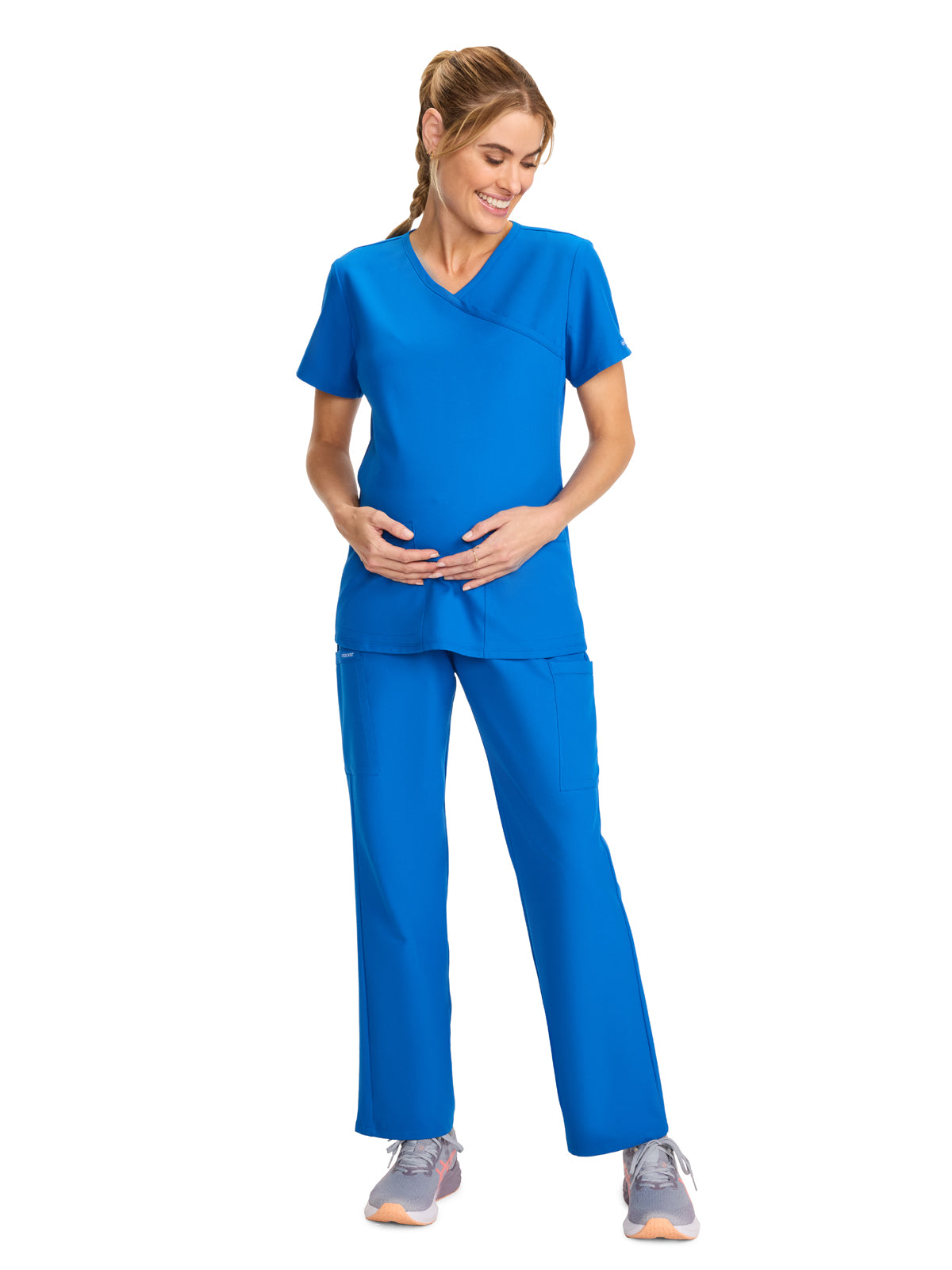 Women's 2-Pocket Maternity V-Neck Top - CK701A - Royal