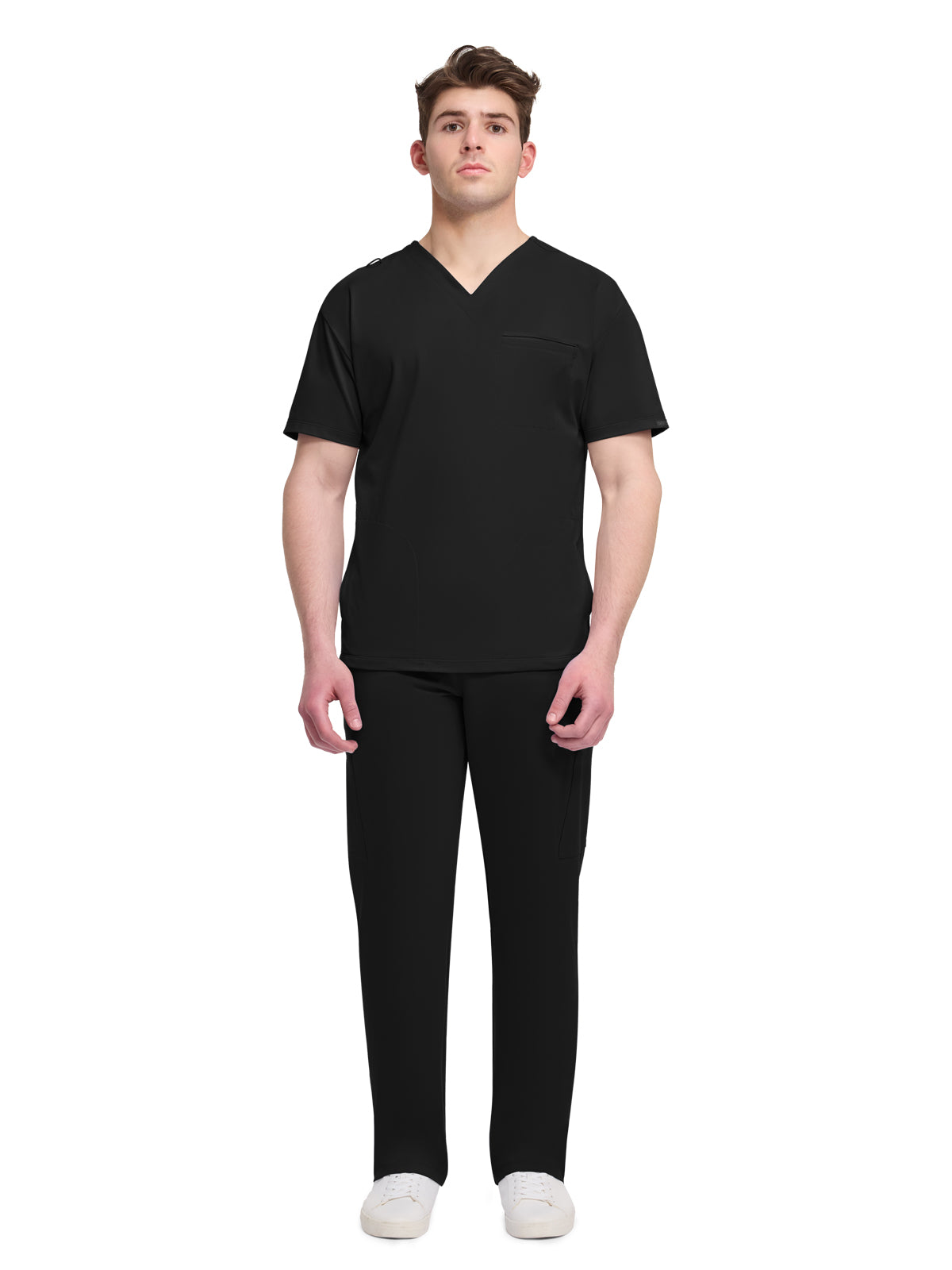 Men's 3-Pocket V-Neck Top - CK729 - Black
