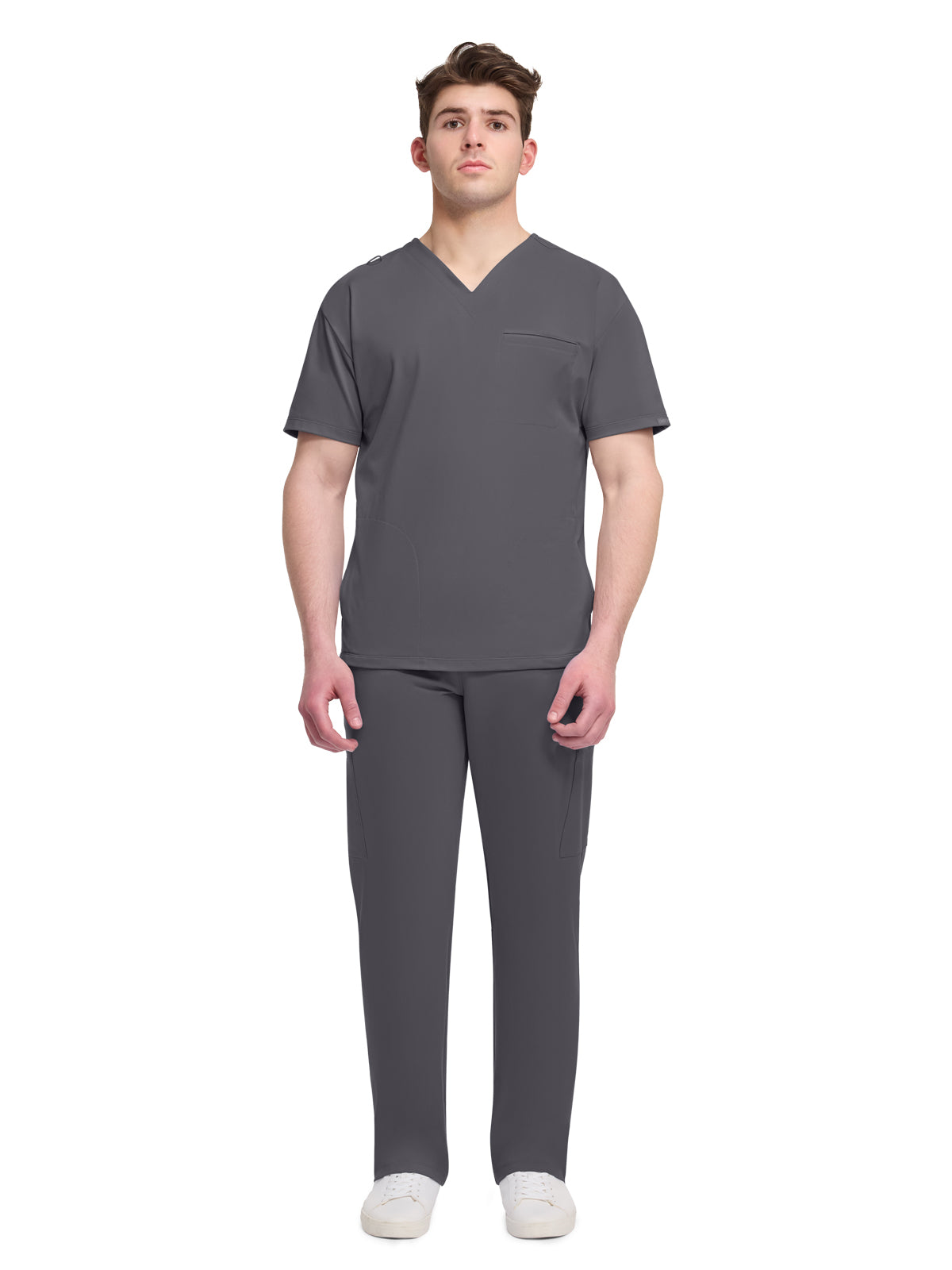 Men's 3-Pocket V-Neck Top - CK729 - Pewter