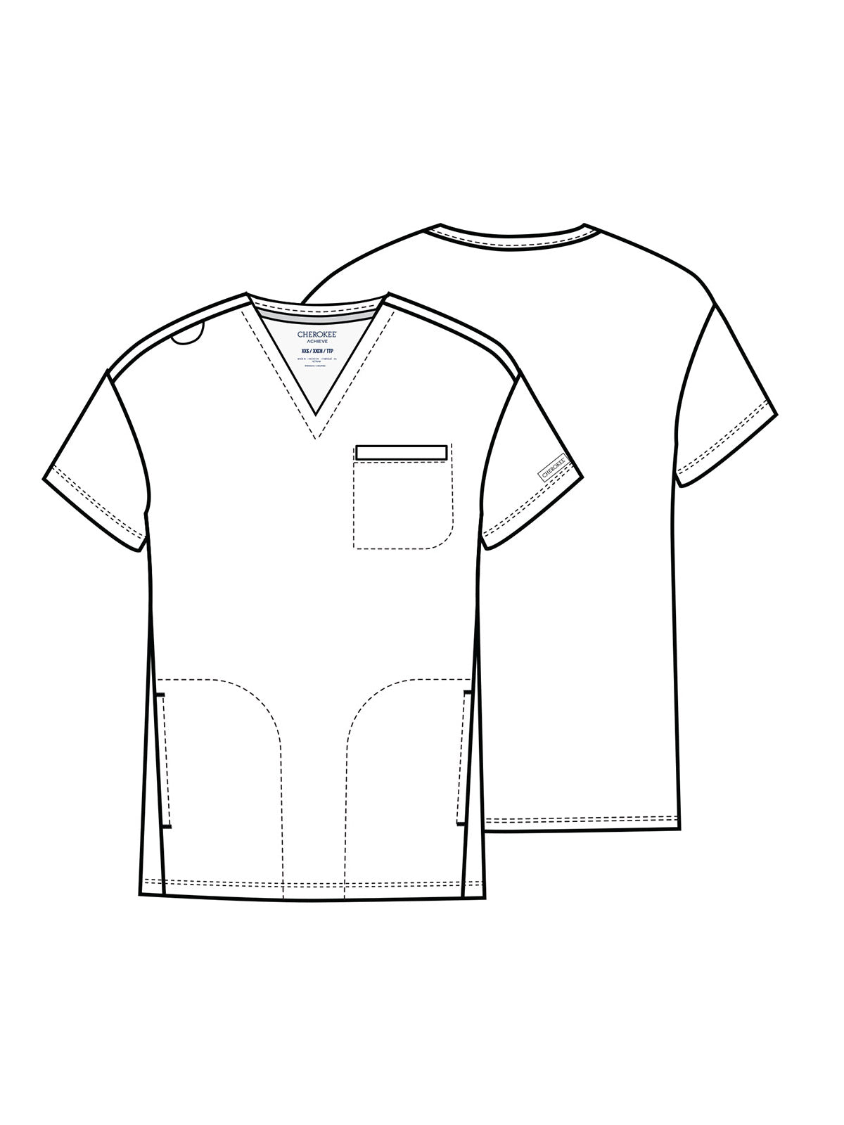 Men's 3-Pocket V-Neck Top - CK729 - Pewter