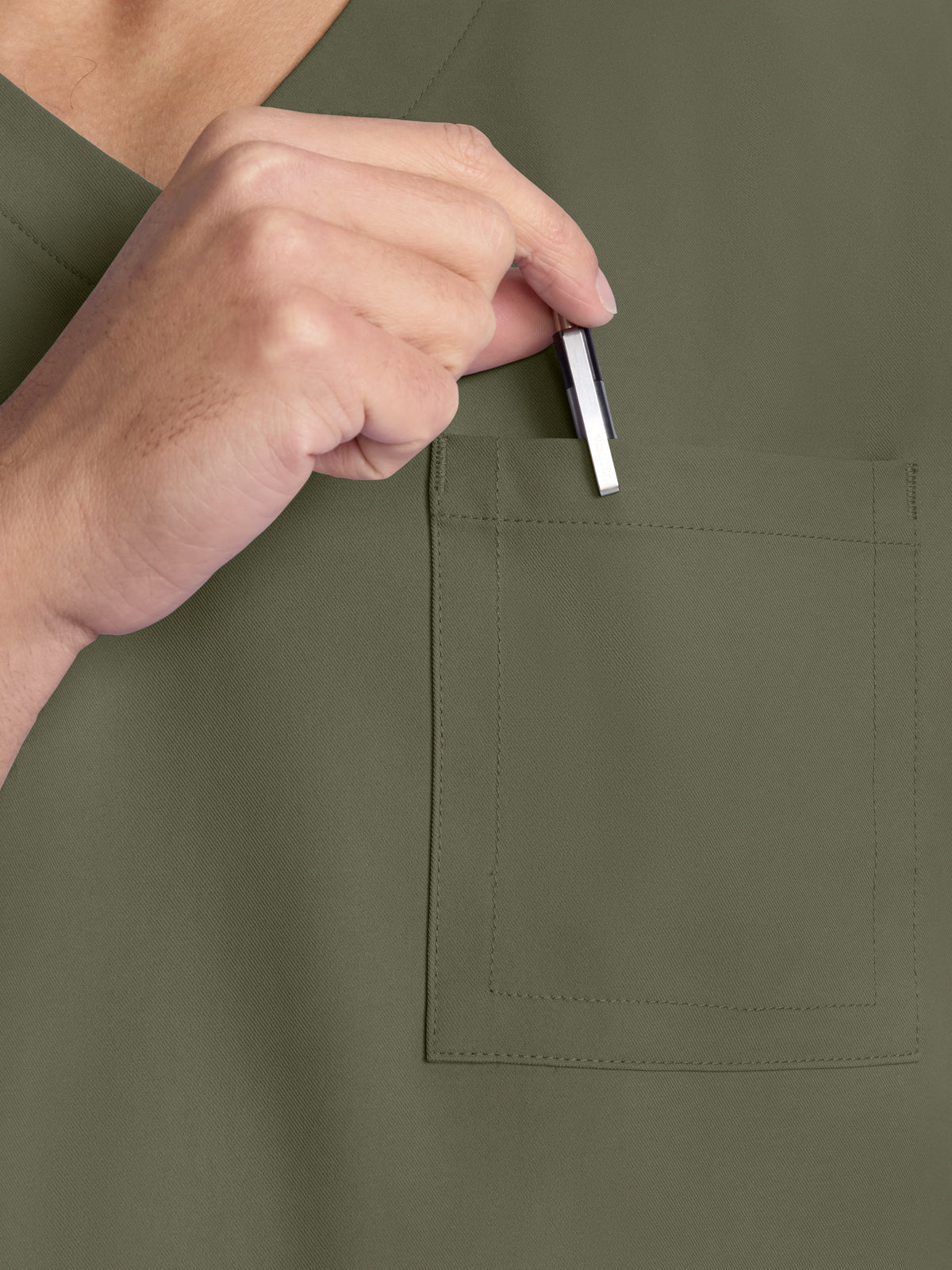 Men's 3-Pocket Tuck-In V-Neck Top - CK783A - Olive