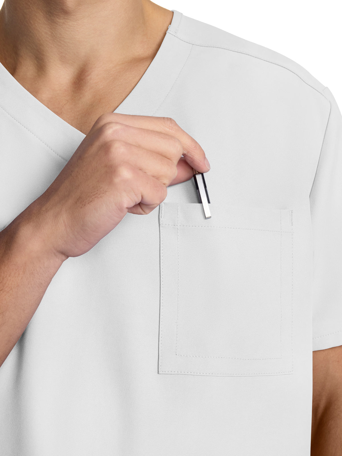 Men's 3-Pocket Tuck-In V-Neck Top - CK783A - White