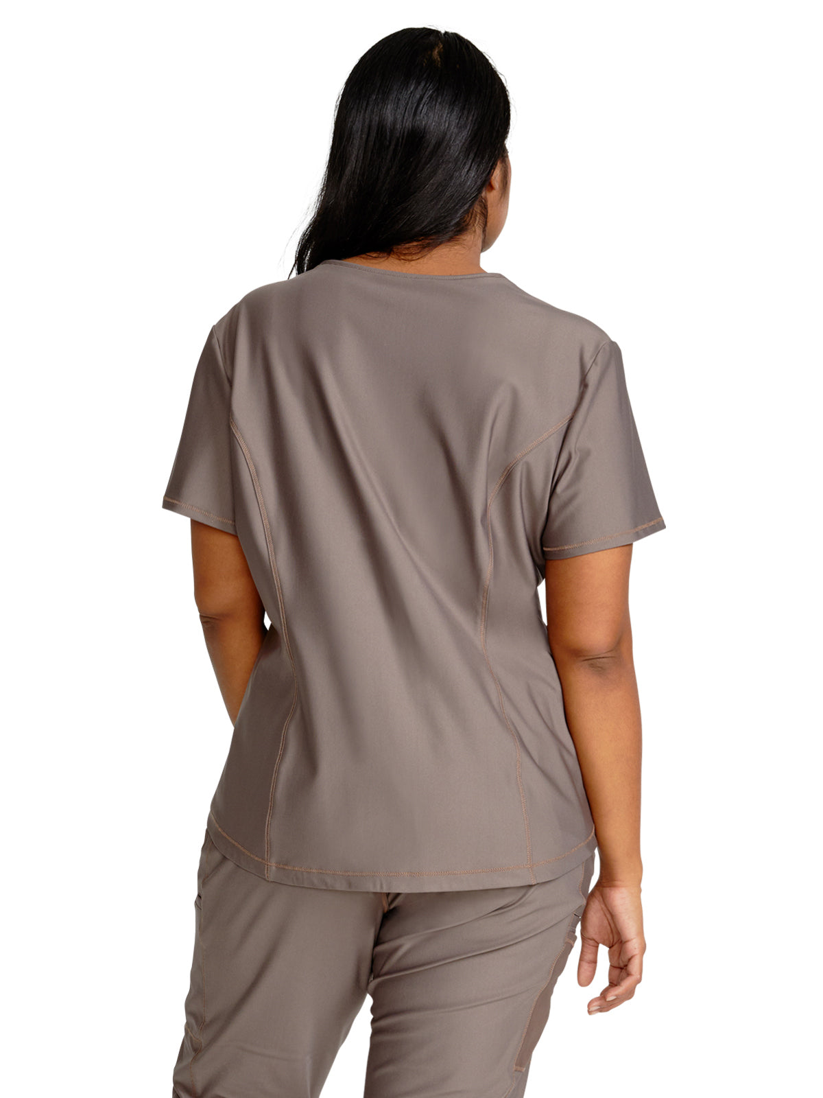 Women's 1-Pocket Tuckable V-Neck Top - CK819 - Iron