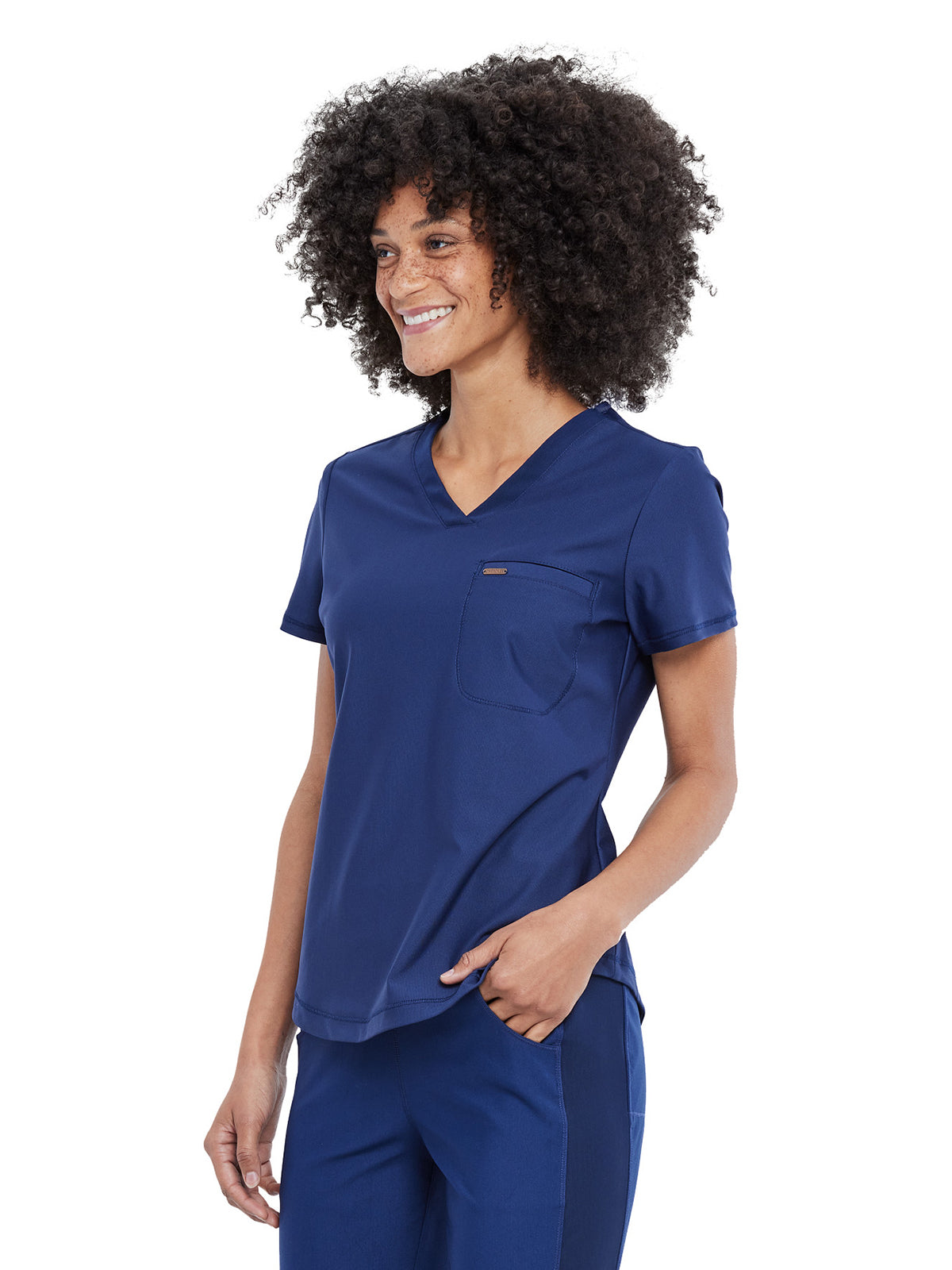 Women's 1-Pocket Tuckable V-Neck Top - CK819 - Navy