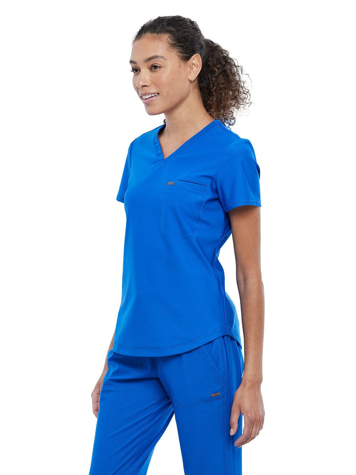 Women's 1-Pocket Tuckable V-Neck Top - CK819 - Royal