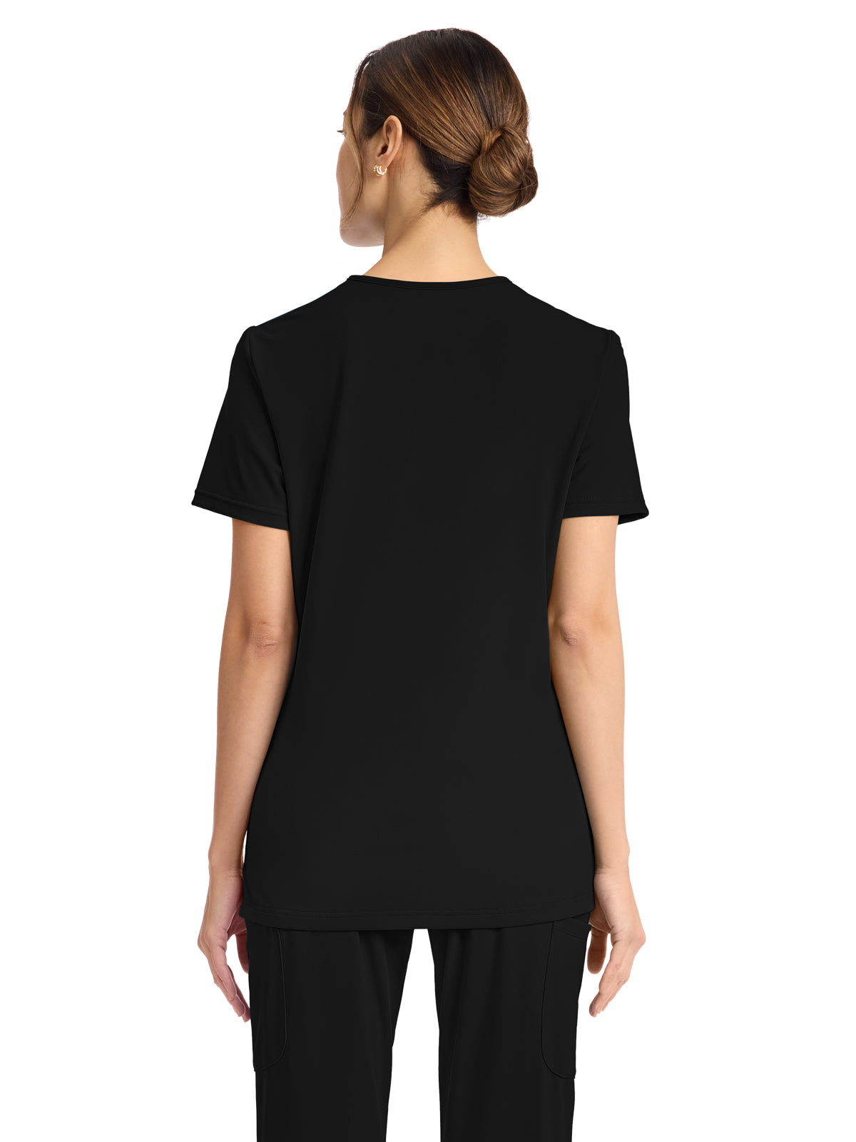 Women's 2-Pocket V-Neck Top - CK832 - Black
