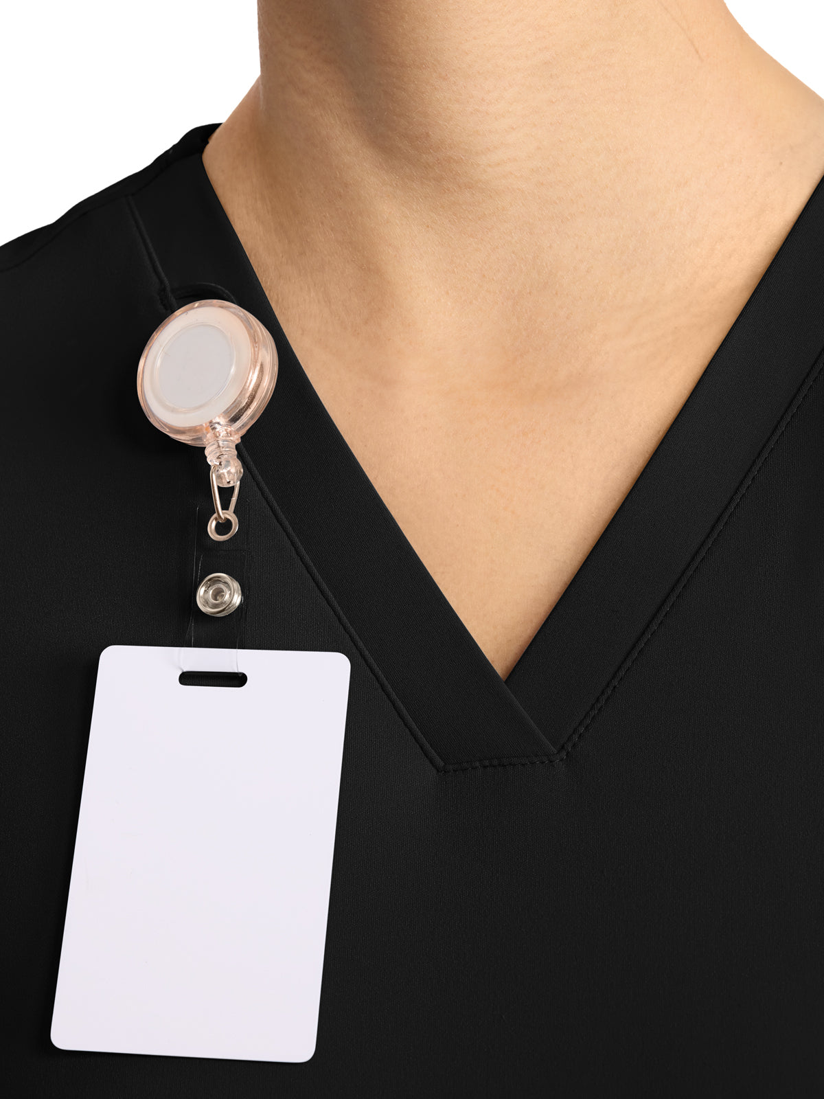 Women's 2-Pocket V-Neck Top - CK832 - Black