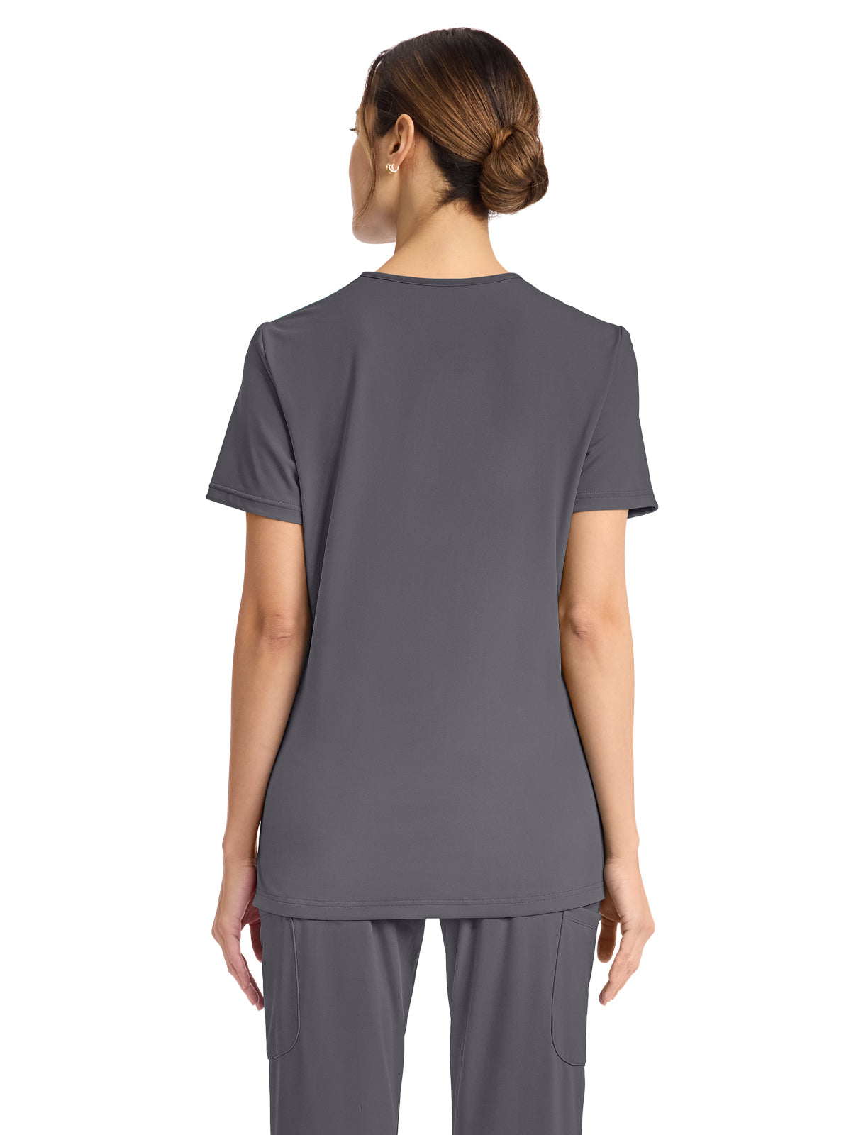 Women's 2-Pocket V-Neck Top - CK832 - Pewter