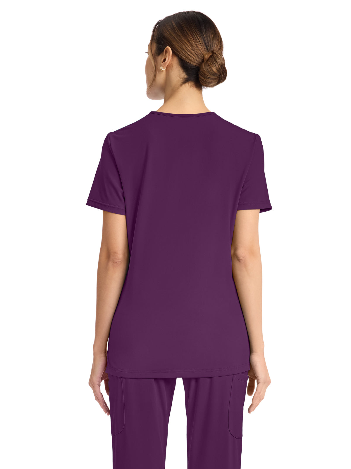 Women's 2-Pocket V-Neck Top - CK832 - Wild Mulberry