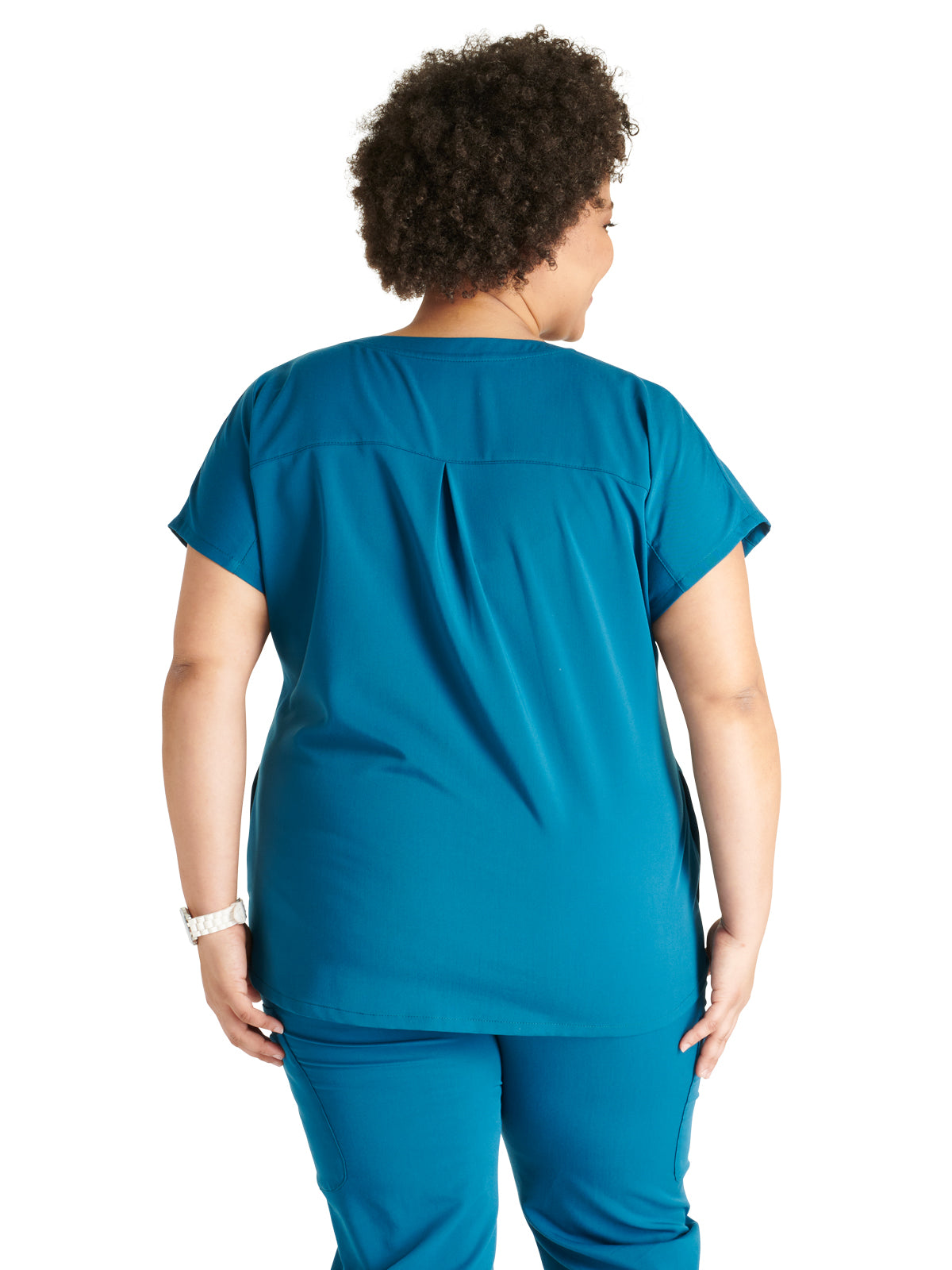 Women's V-Neck Top - CK836A - Caribbean Blue