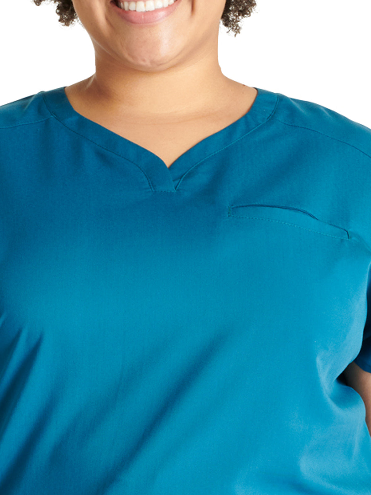 Women's V-Neck Top - CK836A - Caribbean Blue