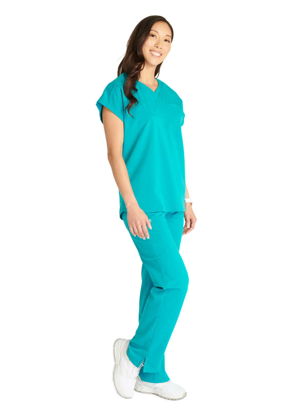 Women's V-Neck Top - CK836A - Teal Blue